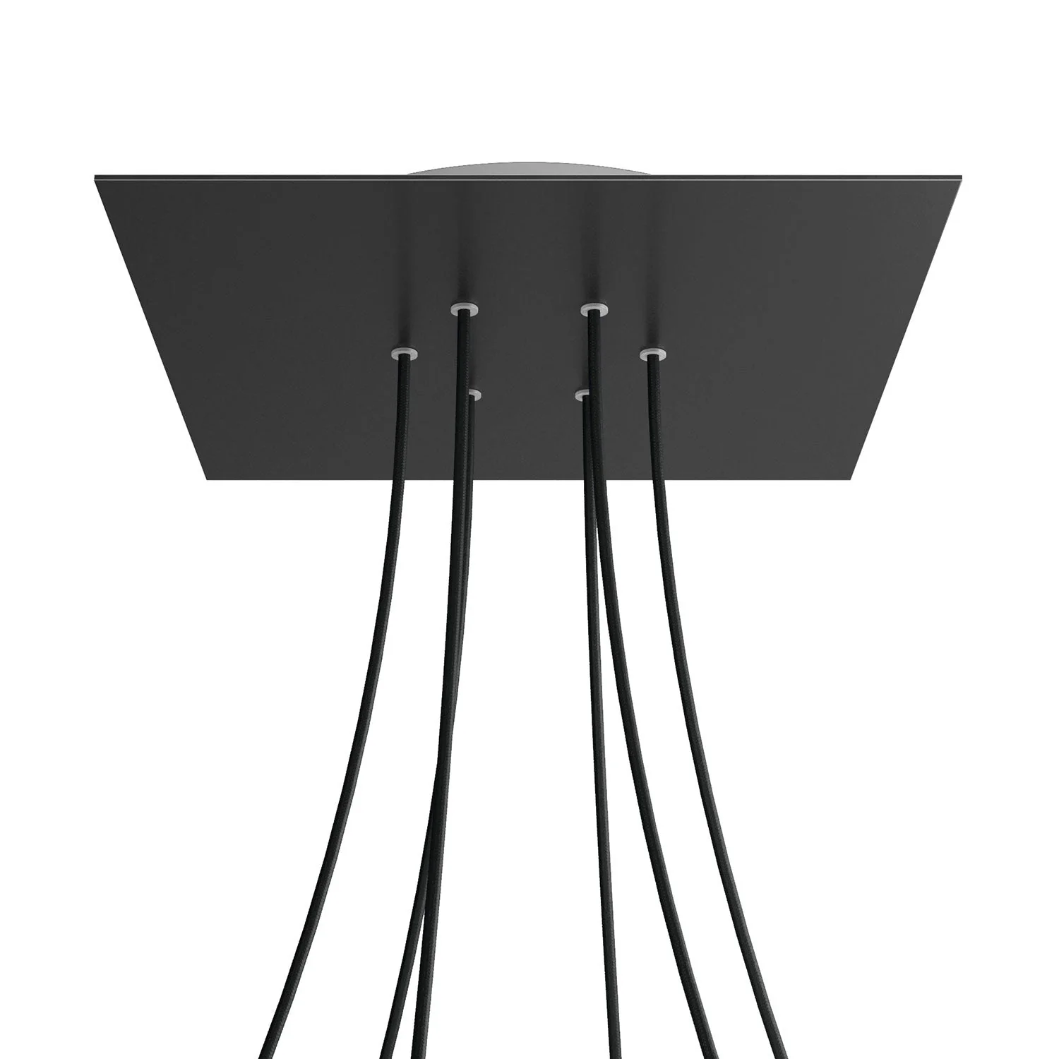 XXL Ceiling rose Rose-One square, 400 mm with 6 holes and 4 side holes - Matt black