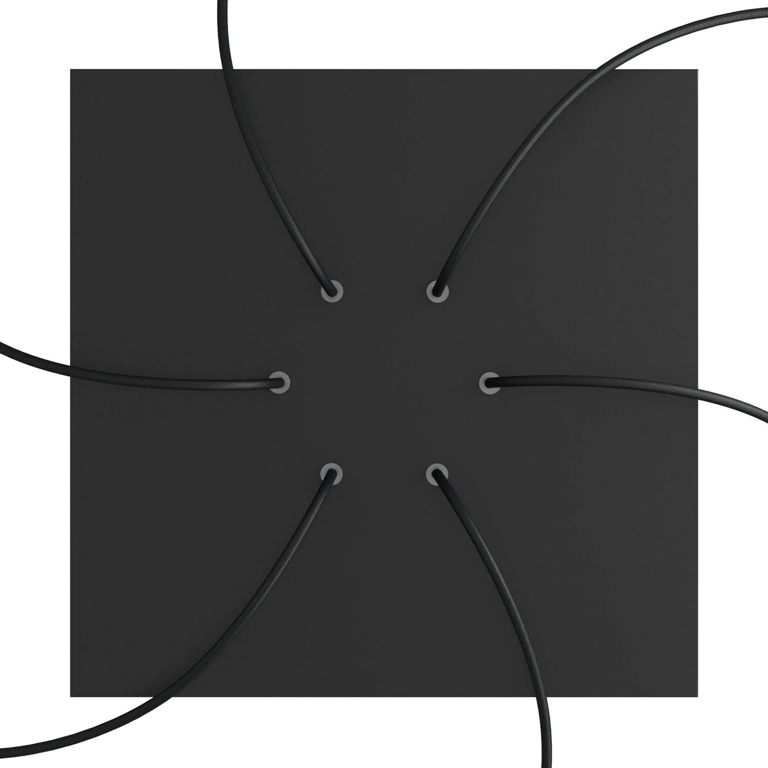 XXL Ceiling rose Rose-One square, 400 mm with 6 holes and 4 side holes - Matt black - Image 2