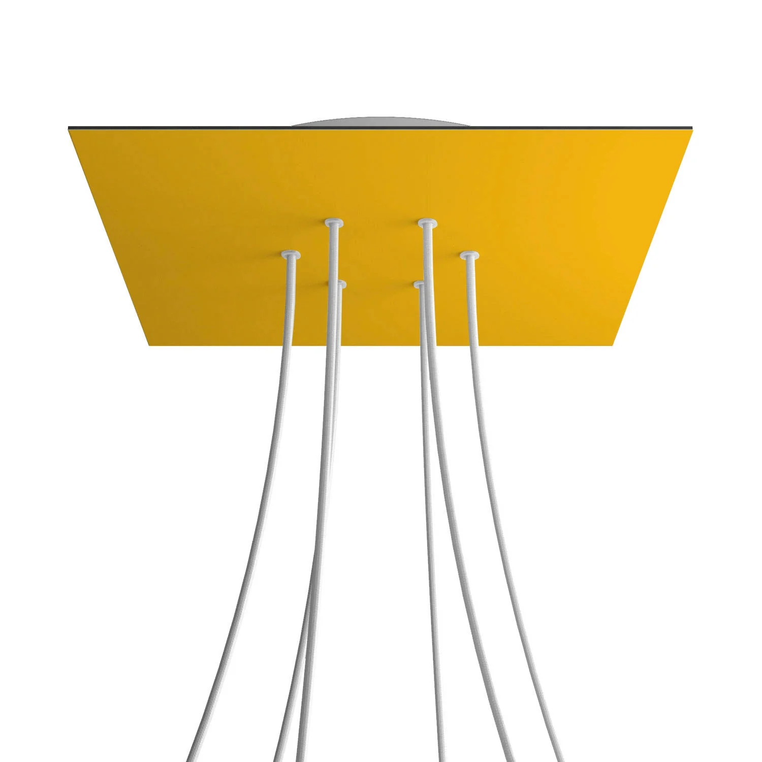 XXL ceiling rose Rose-One square, 400 mm with 6 holes and 4 side holes - Mustard