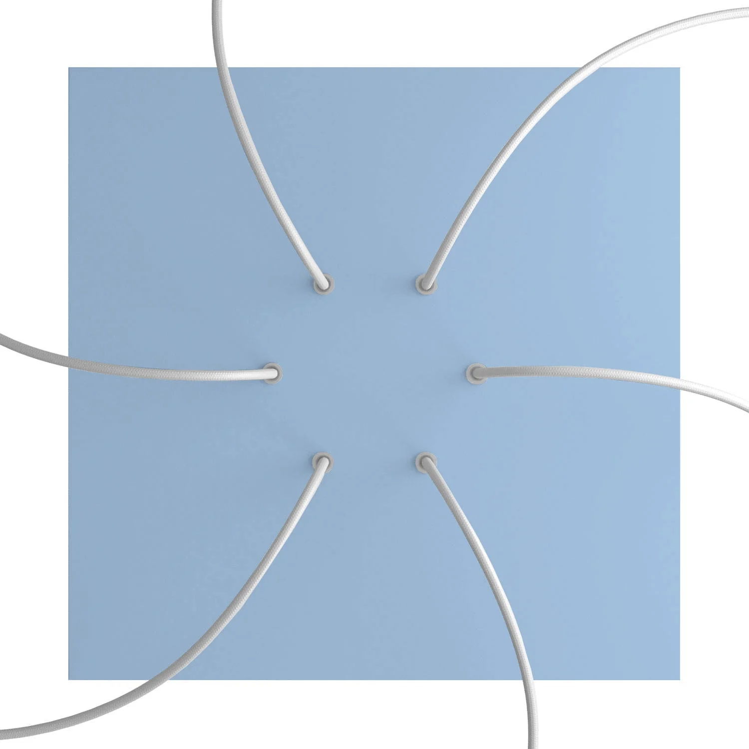 XXL Rose-One square ceiling rose, 400 mm with 6 holes and 4 side holes - Powder blue - Image 2