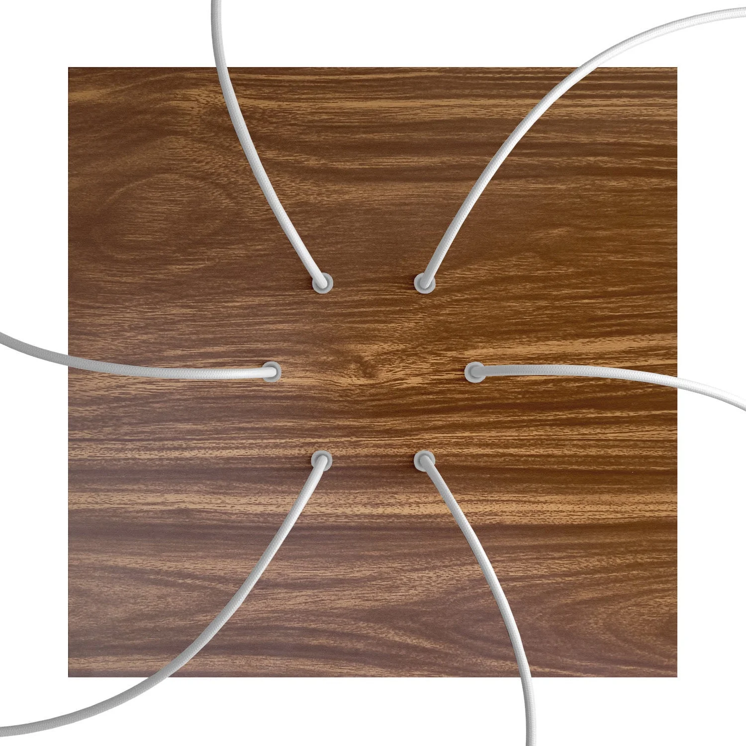 XXL Rose-One square ceiling rose, 400 mm with 6 holes and 4 side holes - Wood - Image 2