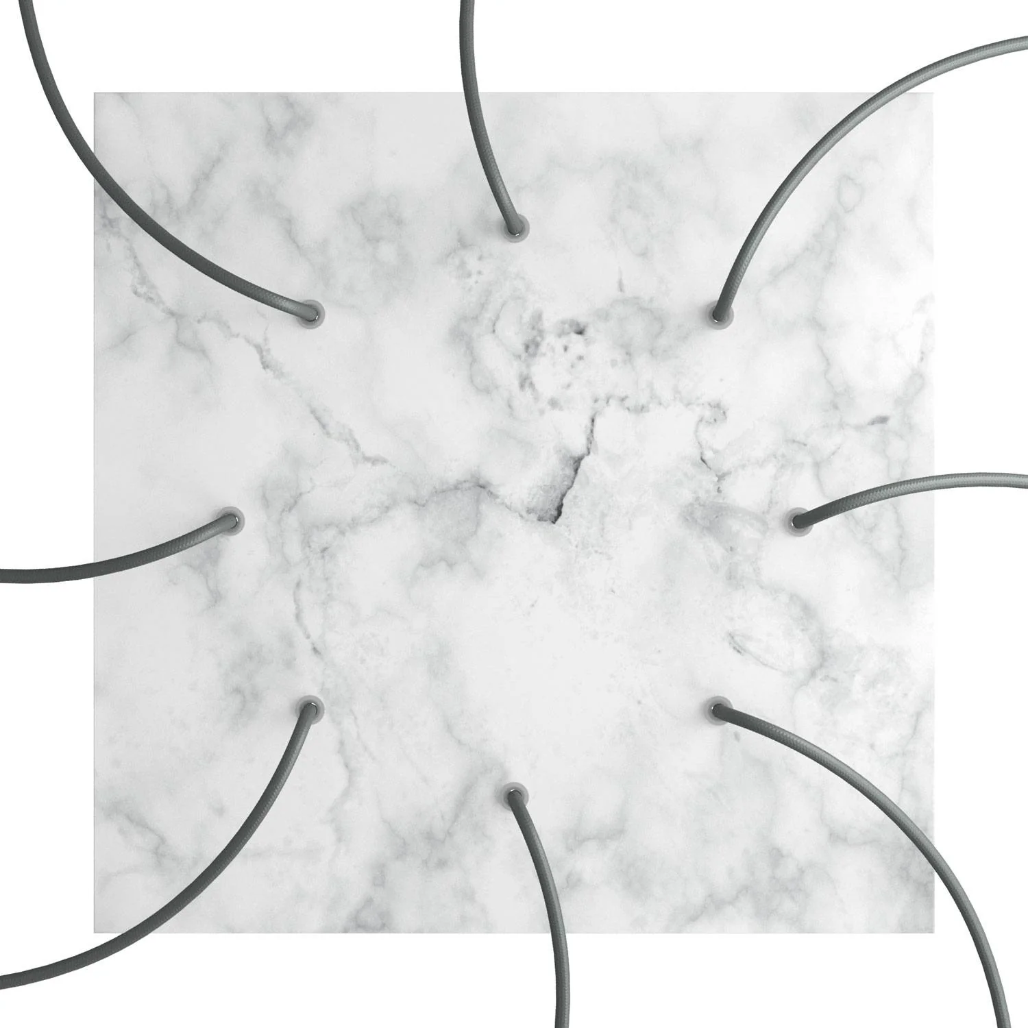XXL Rose-One square ceiling rose, 400 mm with 8 holes and 4 side holes - Carrara Marble - Image 2