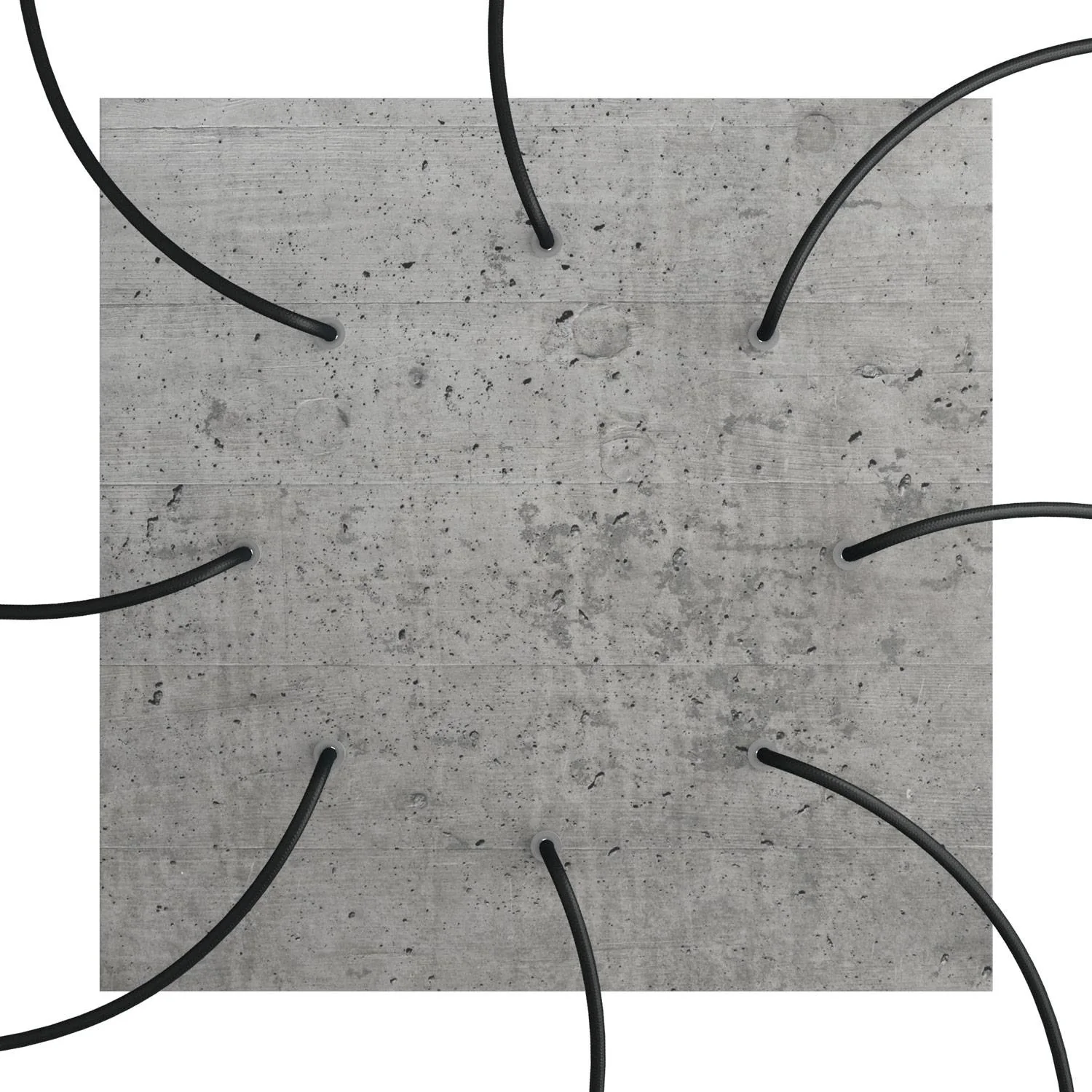 Ceiling rose XXL Rose-One square, 400 mm with 8 holes and 4 side holes - Concrete - Image 2