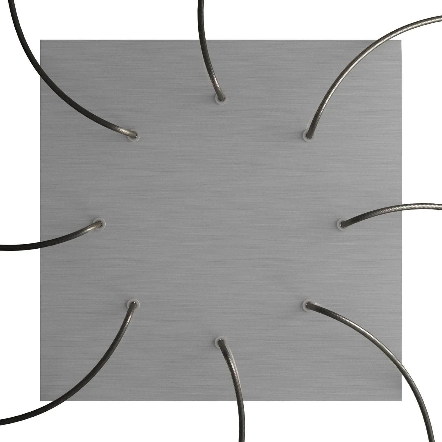 XXL Rose-One square ceiling rose, 400 mm with 8 holes and 4 side holes - Satin steel Dibond - Image 2