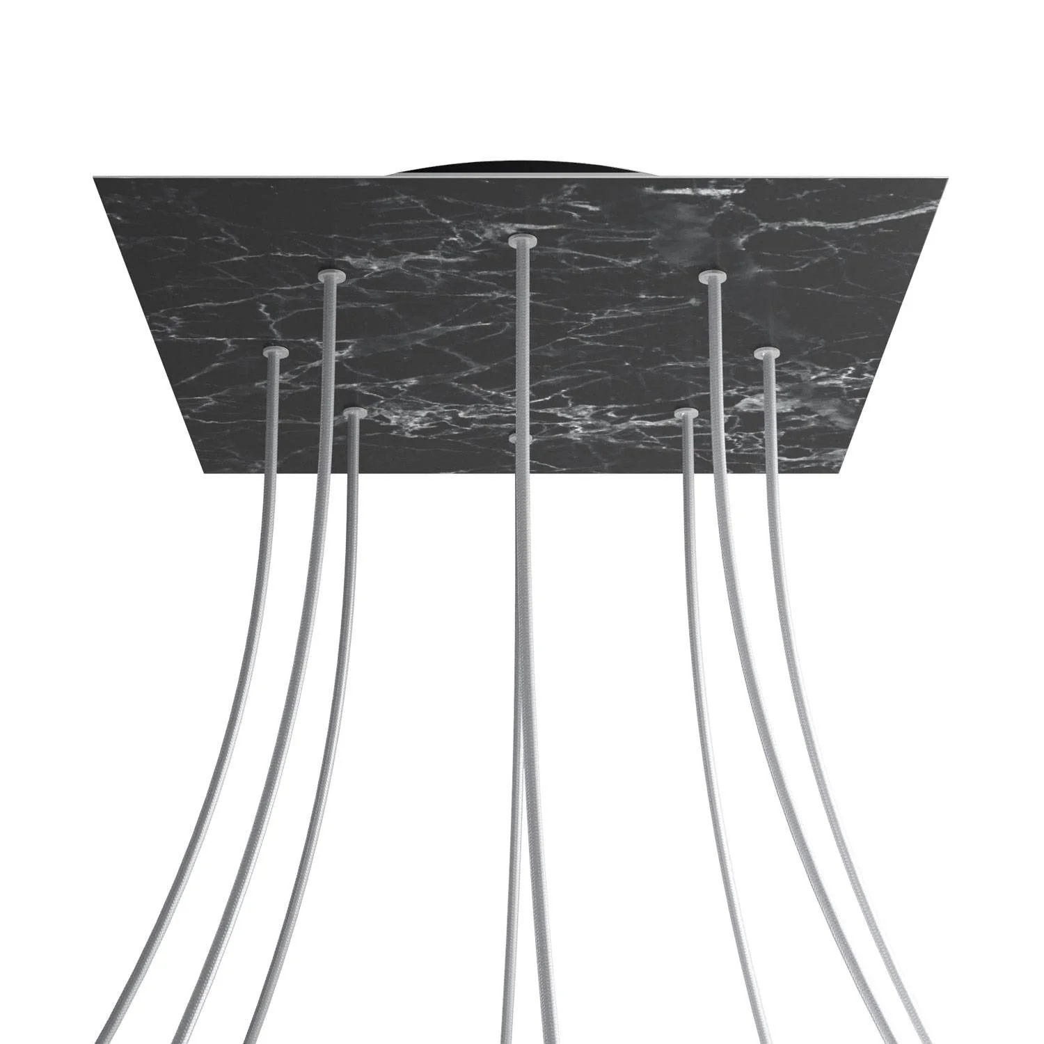Ceiling rose XXL Rose-One square, 400 mm with 8 holes and 4 side holes - Marquina Marble - Image 8