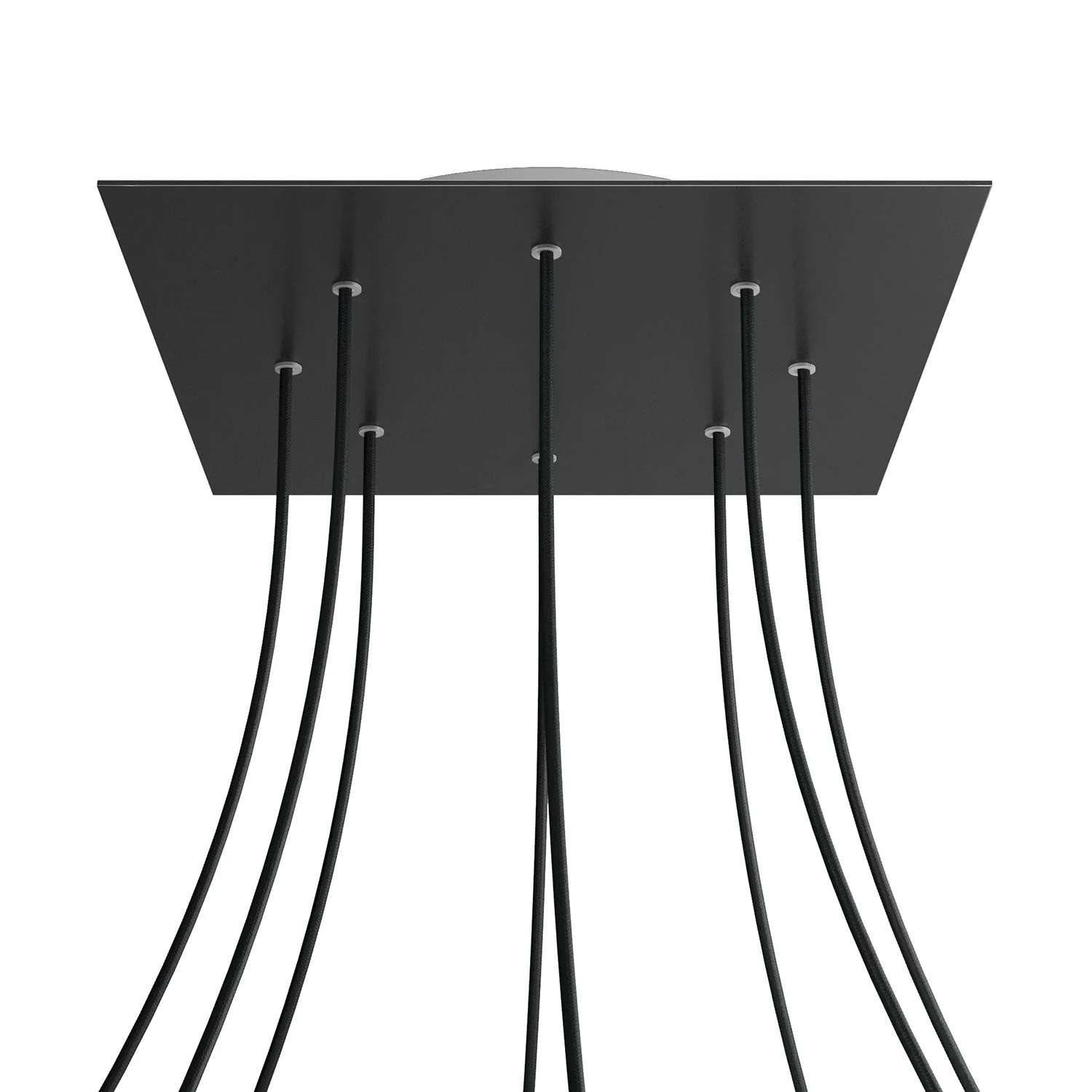 XXL Ceiling rose Rose-One square, 400 mm with 8 holes and 4 side holes – Matt black