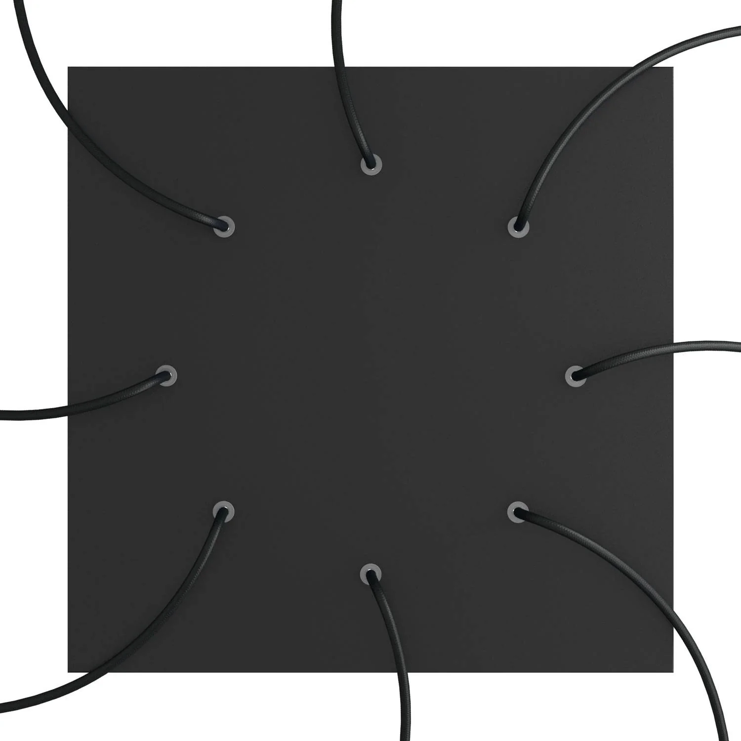 XXL Ceiling rose Rose-One square, 400 mm with 8 holes and 4 side holes – Matt black - Image 2