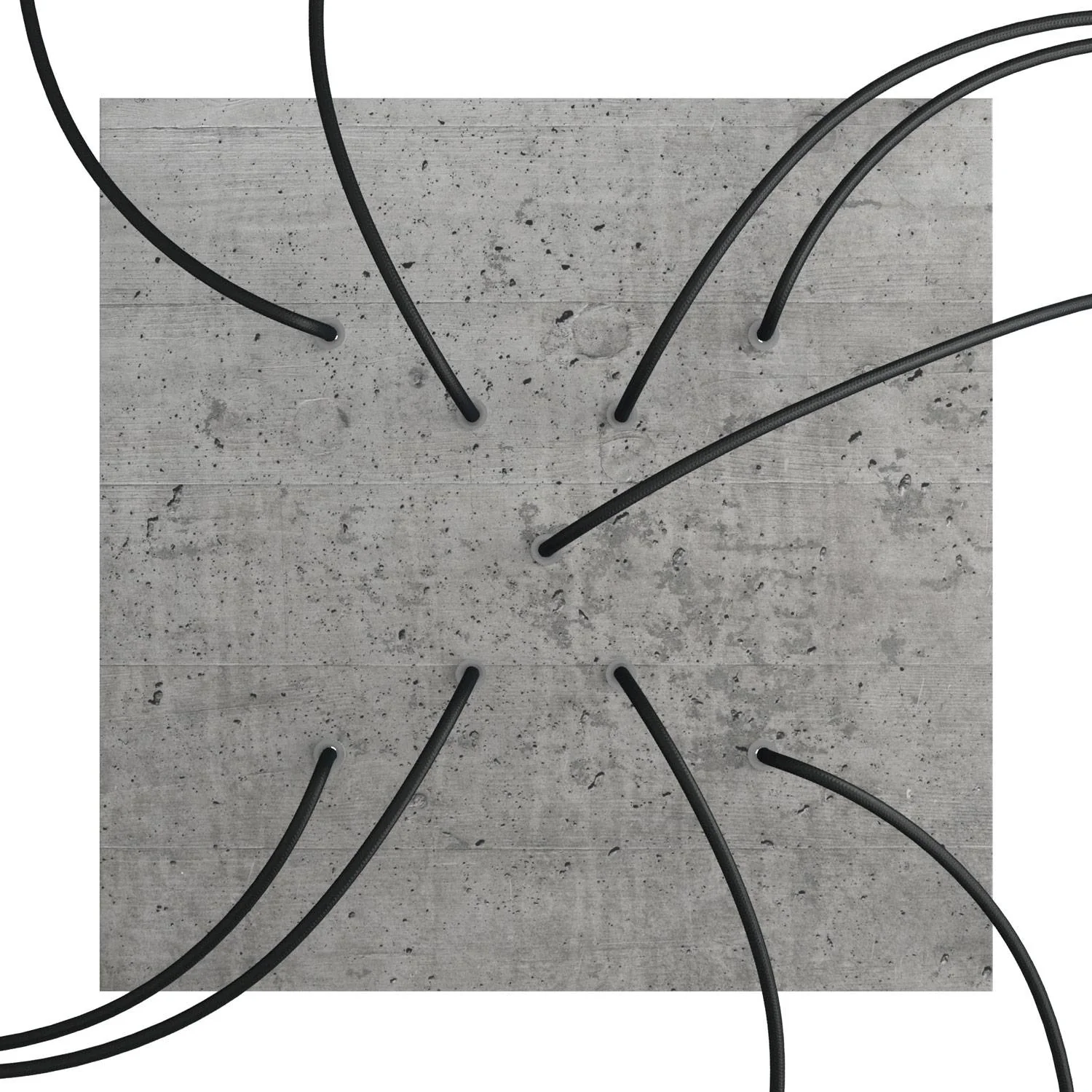 XXL Rose-One square ceiling rose, 400 mm with 9 X-shaped holes and 4 side holes - Cement - Image 2