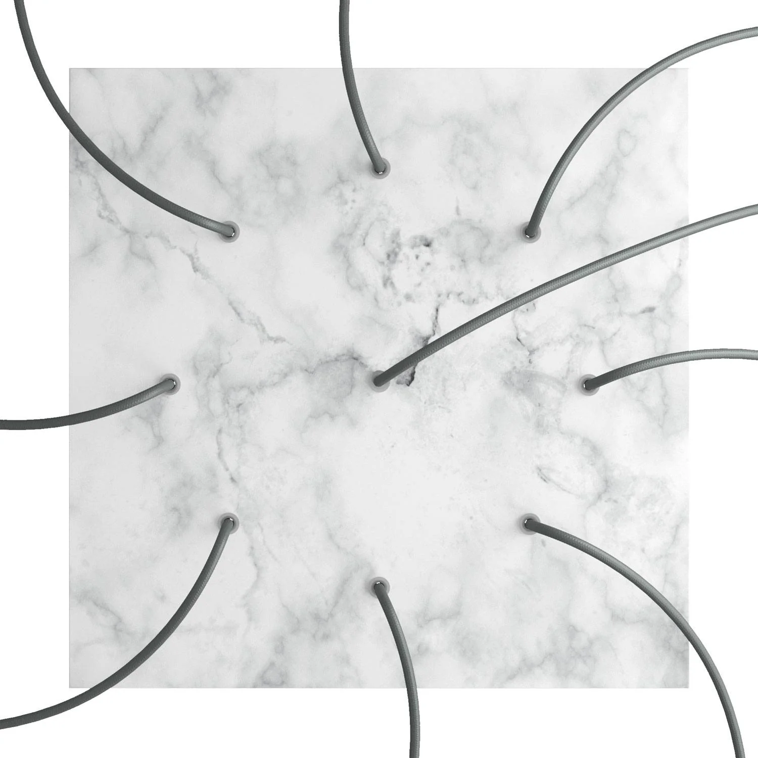 XXL Rose-One square ceiling rose, 400 mm with 9 holes and 4 side holes - Carrara marble - Image 2