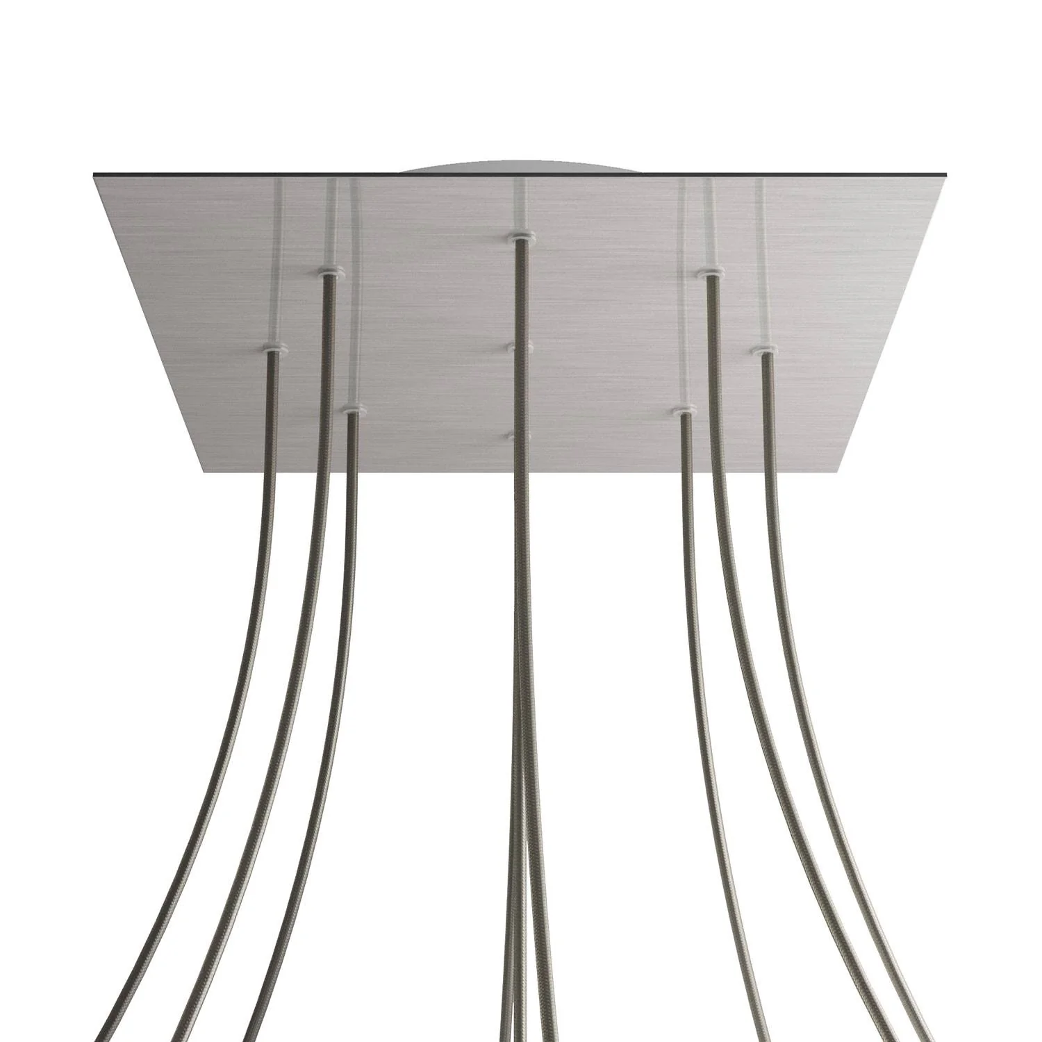XXL Rose-One square ceiling rose, 400 mm with 9 holes and 4 side holes - Satin steel Dibond