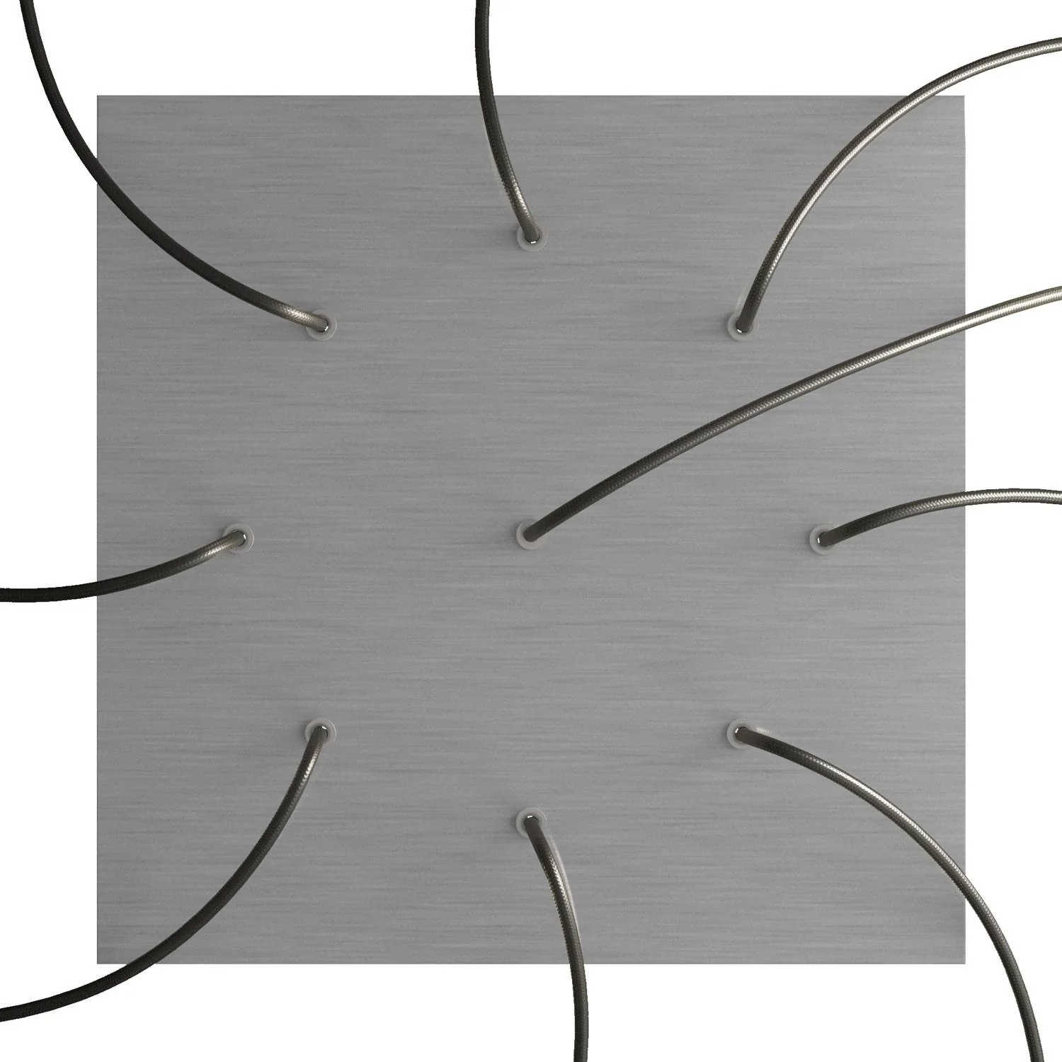 XXL Rose-One square ceiling rose, 400 mm with 9 holes and 4 side holes - Satin steel Dibond - Image 2