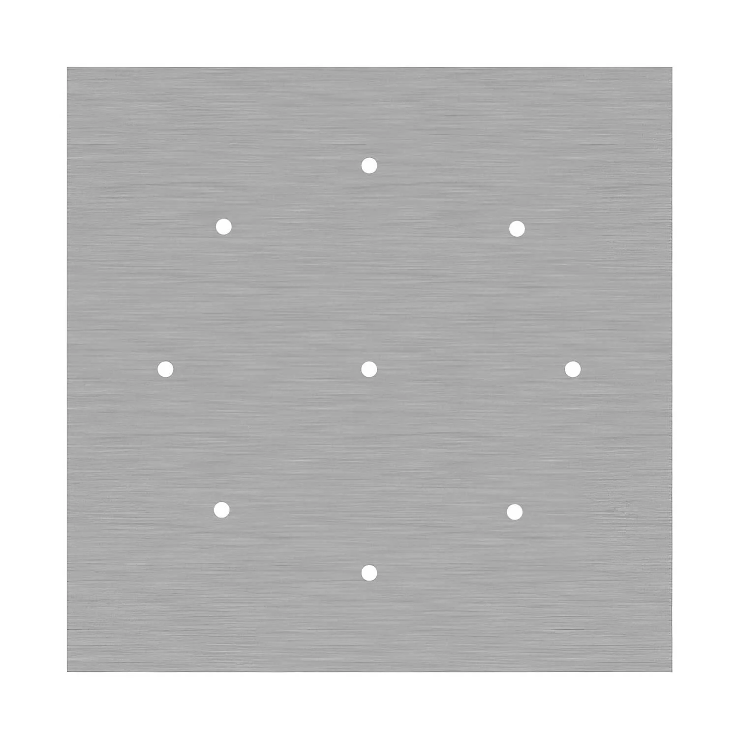XXL Rose-One square ceiling rose, 400 mm with 9 holes and 4 side holes - Satin steel Dibond - Image 3