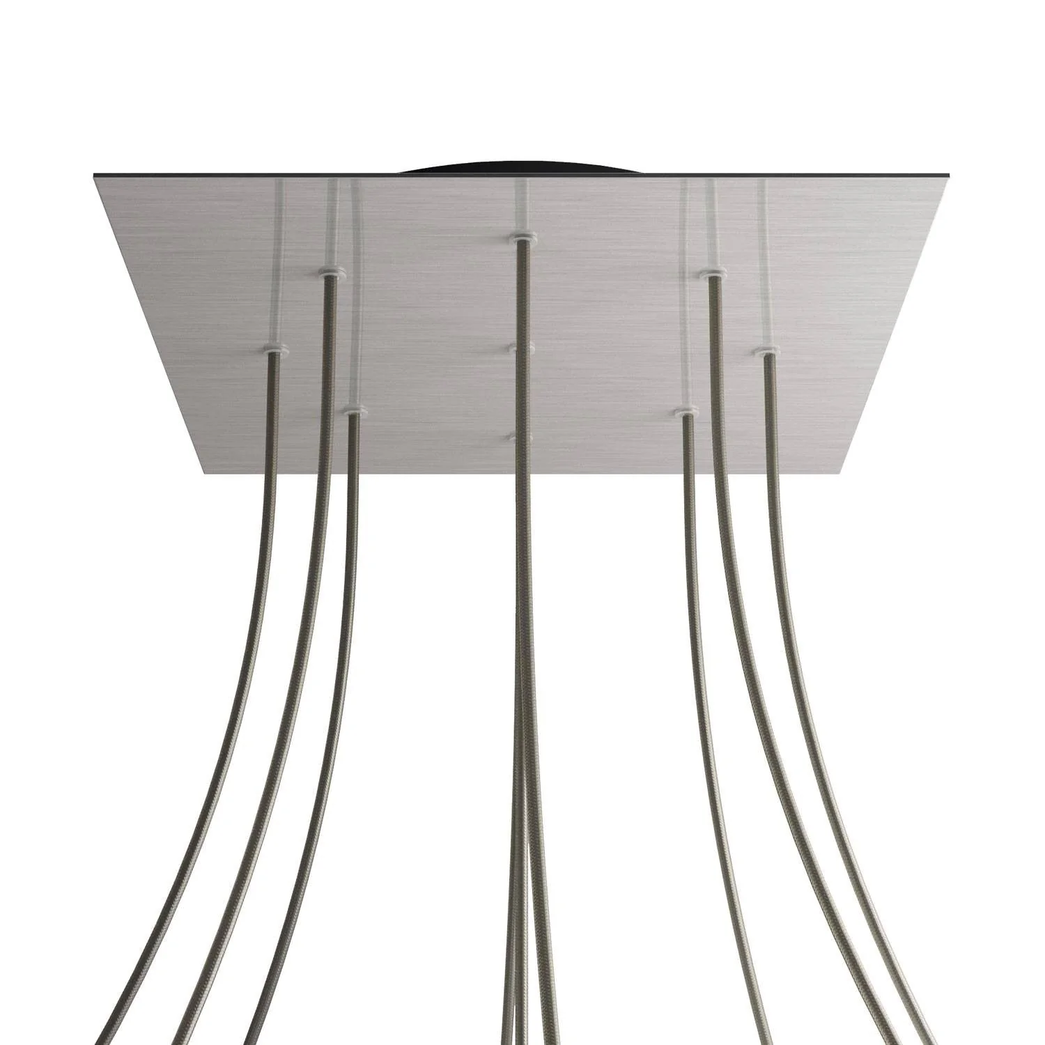 XXL Rose-One square ceiling rose, 400 mm with 9 holes and 4 side holes - Satin steel Dibond - Image 8