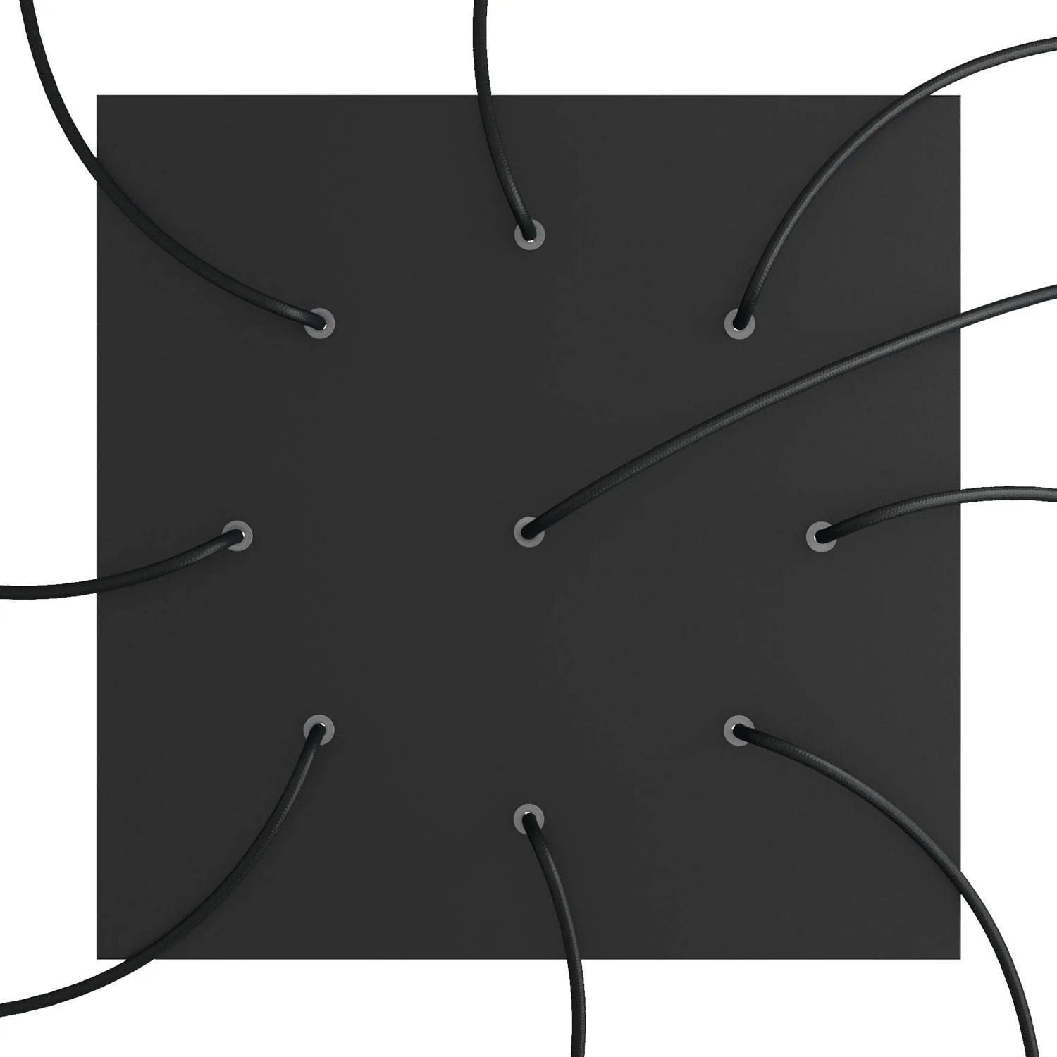XXL Rose-One square ceiling rose, 400 mm with 9 holes and 4 side holes - Matt Black - Image 2