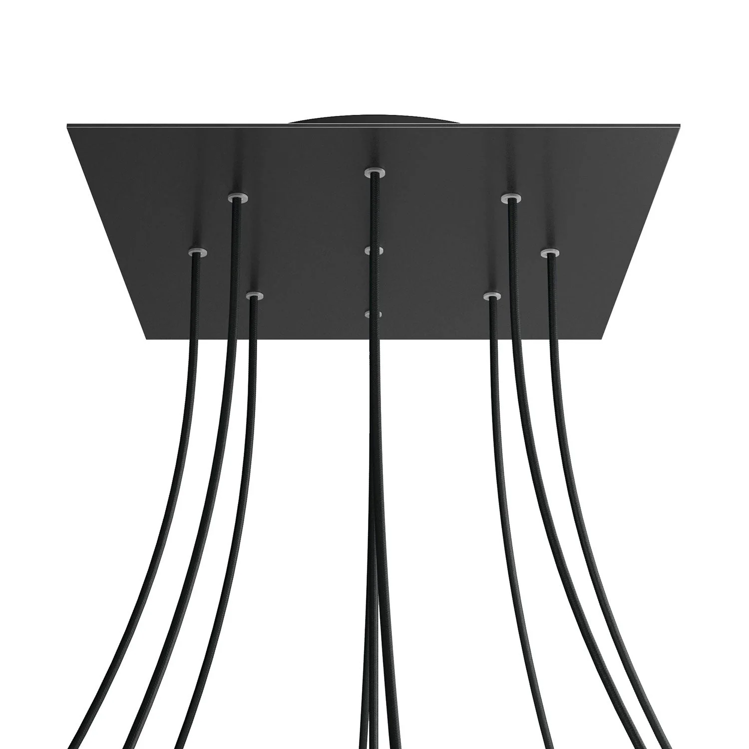 XXL Rose-One square ceiling rose, 400 mm with 9 holes and 4 side holes - Matt Black - Image 8