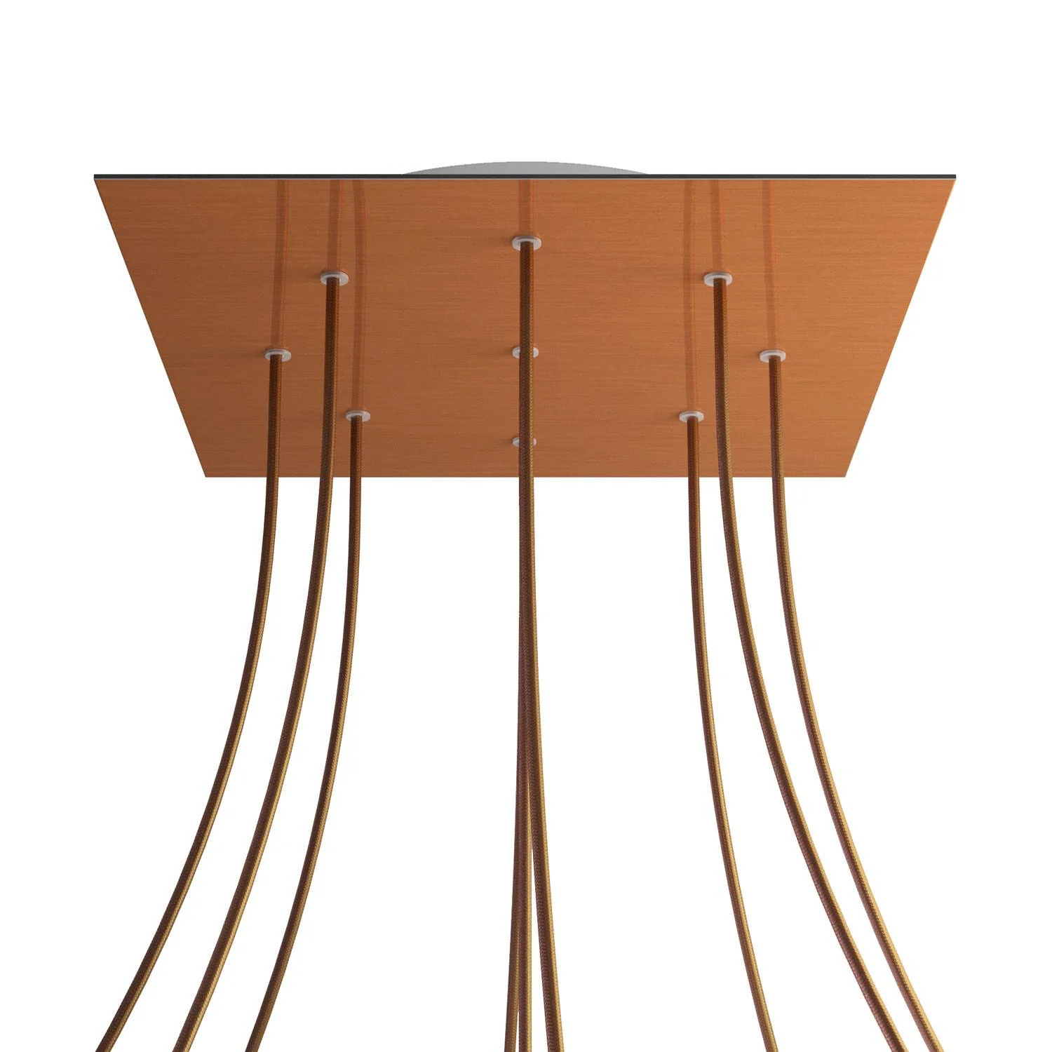 XXL Rose-One square ceiling rose, 400 mm with 9 holes and 4 side holes - Satin copper Dibond
