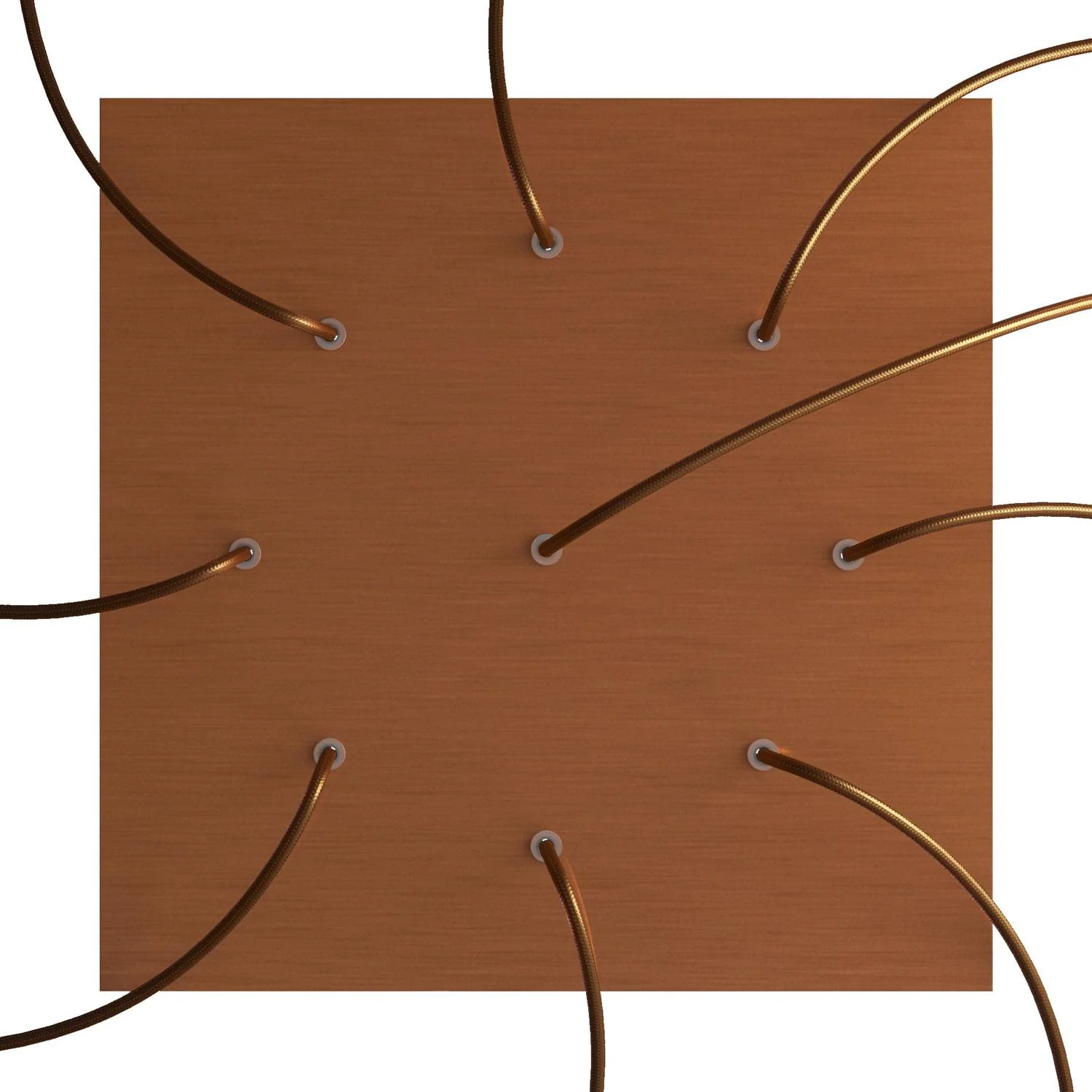 XXL Rose-One square ceiling rose, 400 mm with 9 holes and 4 side holes - Satin copper Dibond - Image 2