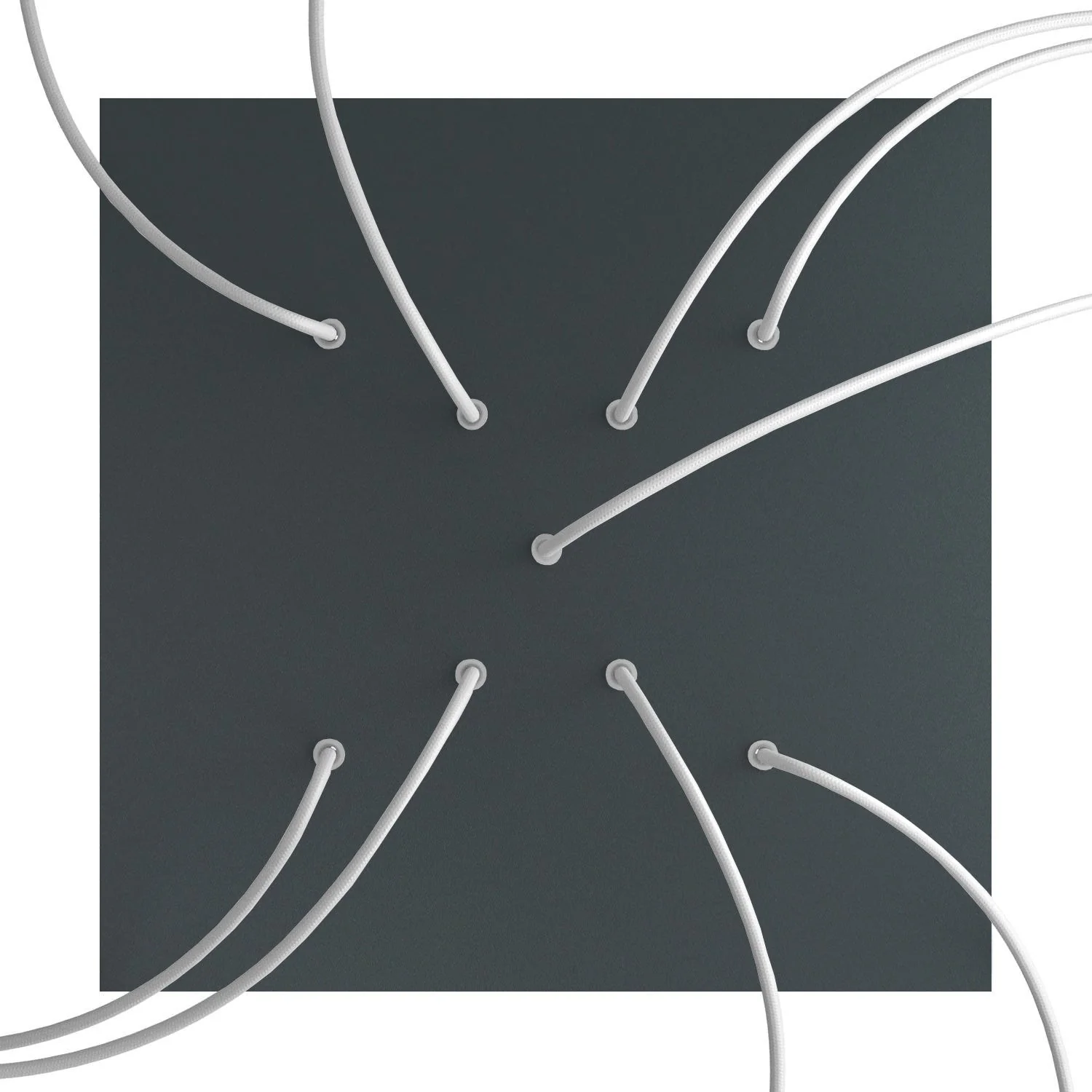 XXL Rose-One square ceiling rose, 400 mm with 9 X-shaped holes and 4 side holes - Anthracite - Image 2