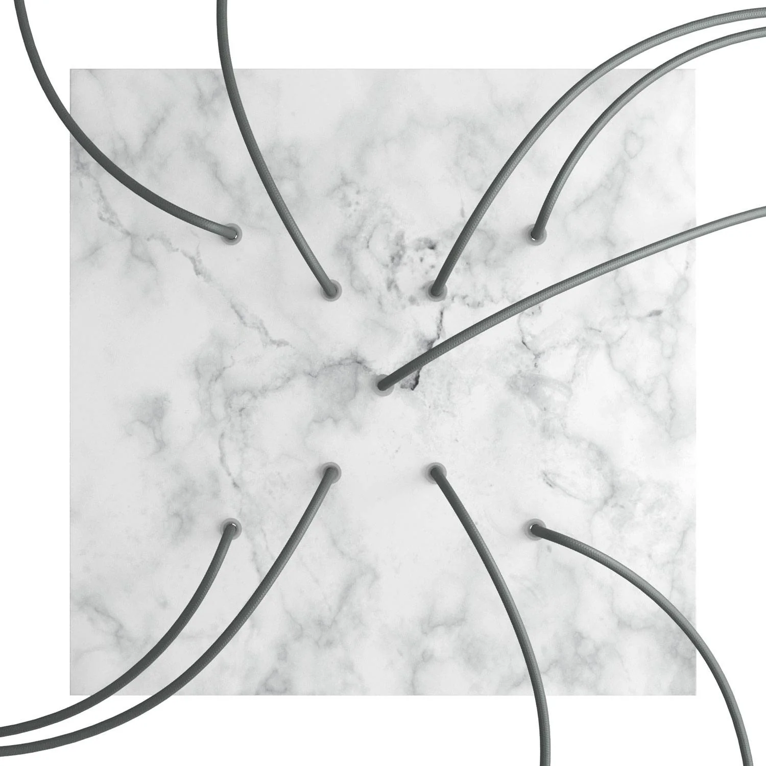 XXL Rose-One square ceiling rose, 400 mm with 9 X-shaped holes and 4 side holes - Carrara marble - Image 2