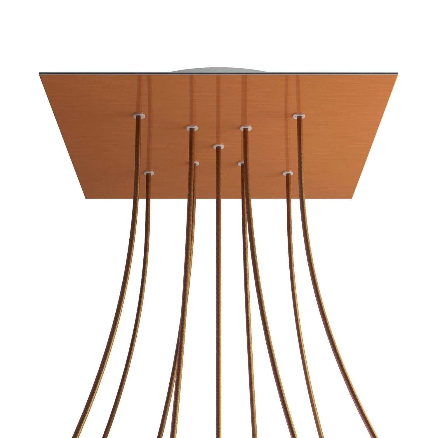 XXL Rose-One square Ceiling rose, 400 mm with 9 X-shaped holes and 4 side holes - Satin copper Dibond