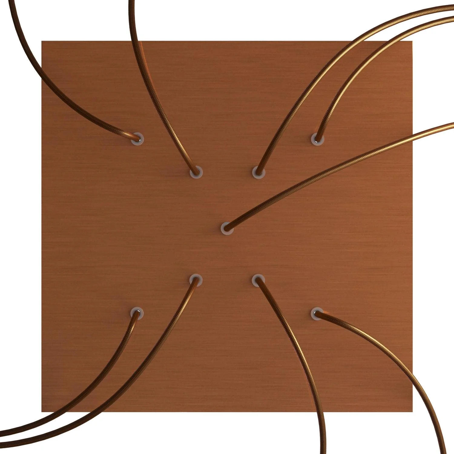 XXL Rose-One square Ceiling rose, 400 mm with 9 X-shaped holes and 4 side holes - Satin copper Dibond - Image 2