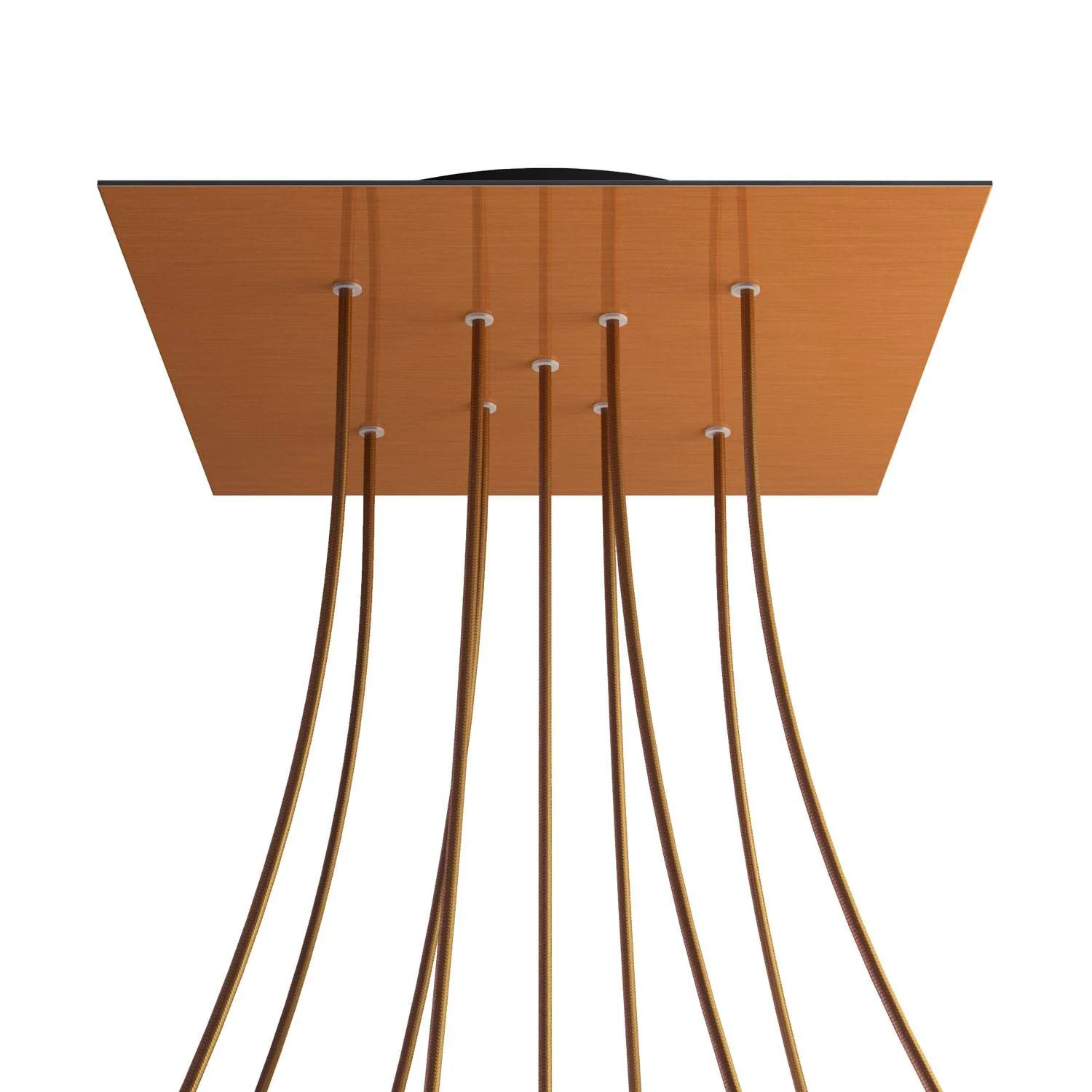 XXL Rose-One square Ceiling rose, 400 mm with 9 X-shaped holes and 4 side holes - Satin copper Dibond - Image 8