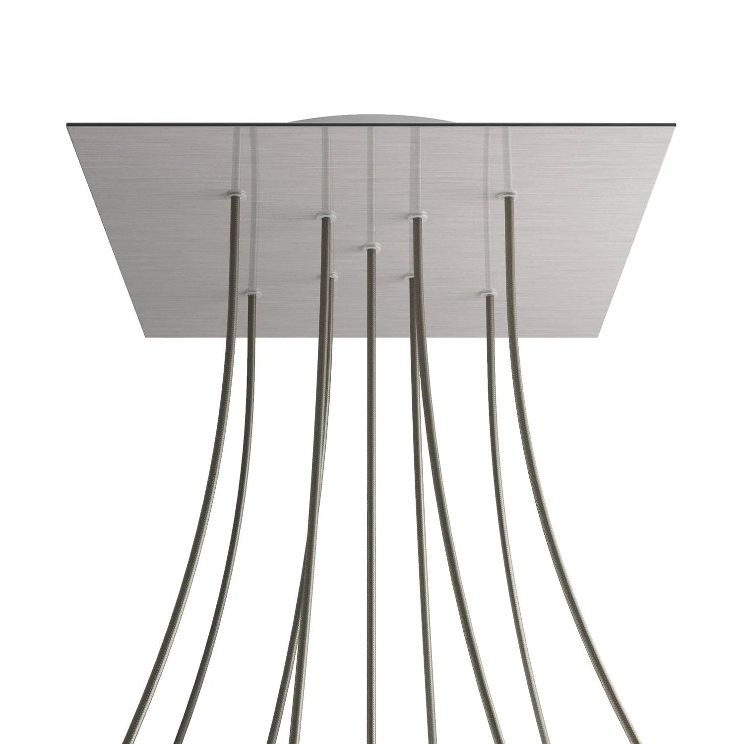 Ceiling rose XXL Rose-One square, 400 mm with 9 X-shaped holes and 4 side holes - Brushed steel Dibond