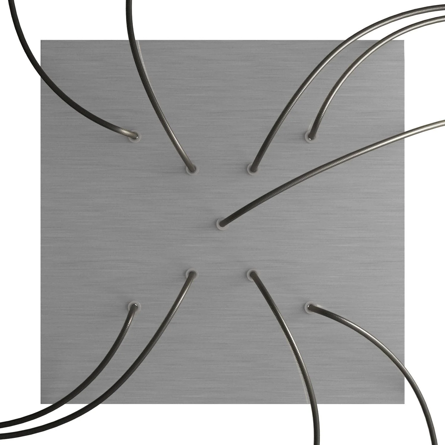 Ceiling rose XXL Rose-One square, 400 mm with 9 X-shaped holes and 4 side holes - Brushed steel Dibond - Image 2