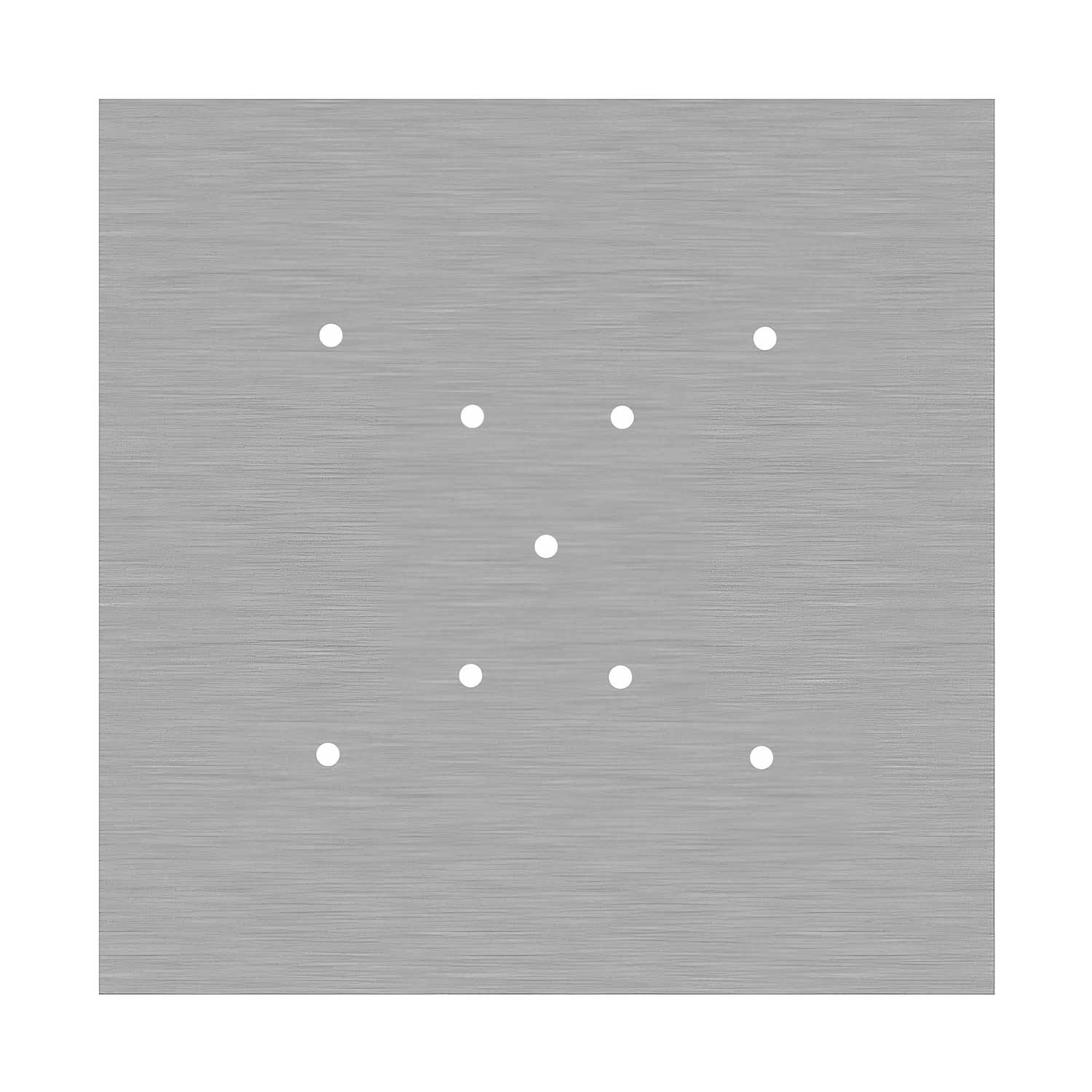 Ceiling rose XXL Rose-One square, 400 mm with 9 X-shaped holes and 4 side holes - Brushed steel Dibond - Image 3