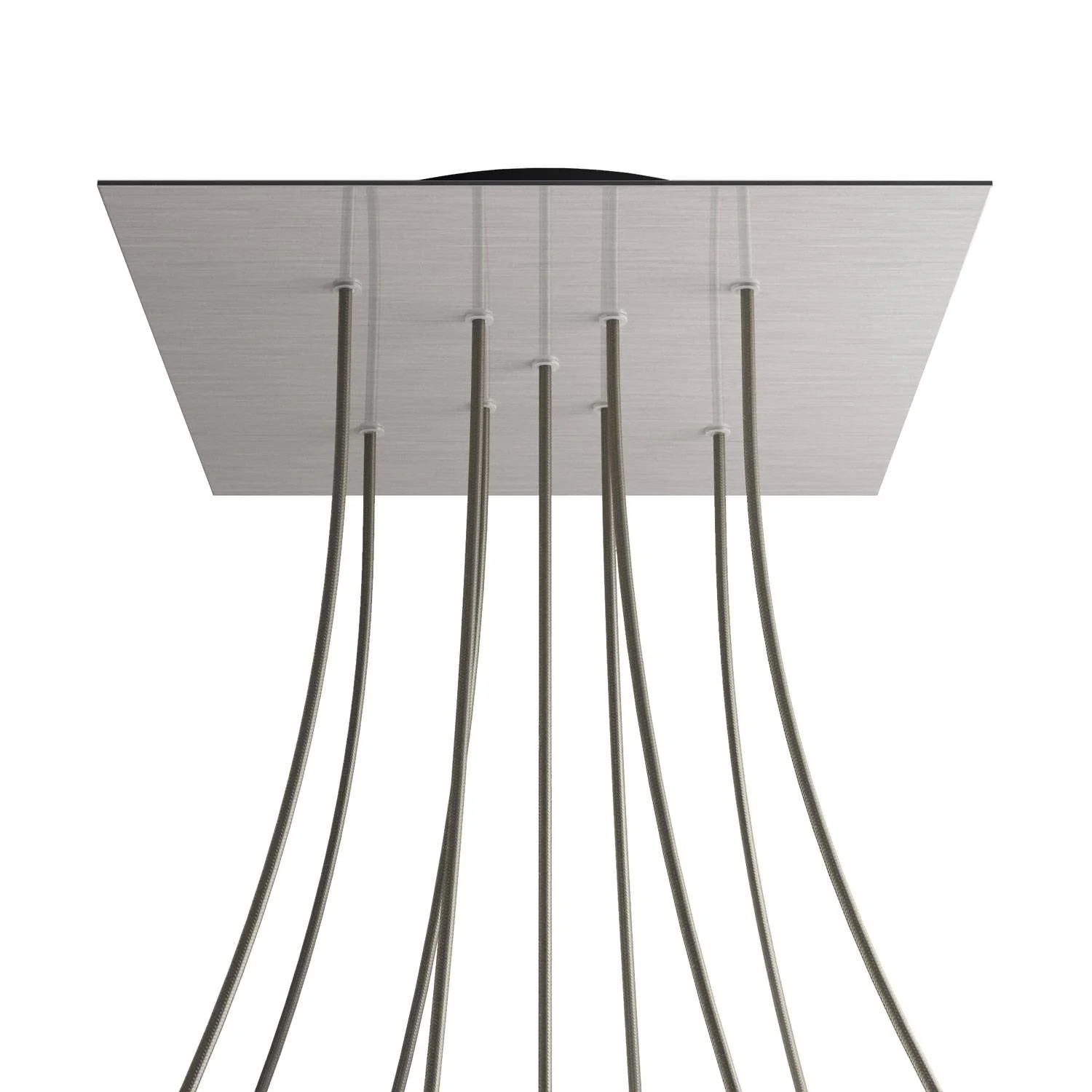 Ceiling rose XXL Rose-One square, 400 mm with 9 X-shaped holes and 4 side holes - Brushed steel Dibond - Image 8