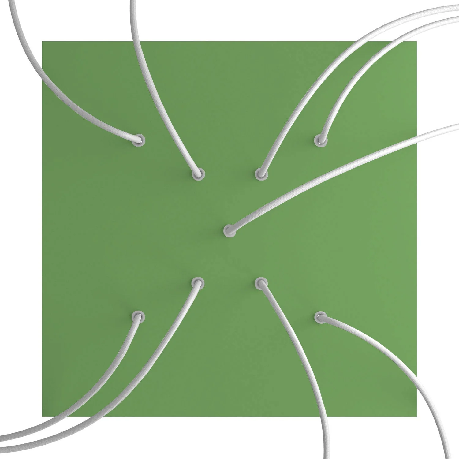 XXL Rose-One square ceiling rose, 400 mm with 9 X-shaped holes and 4 side holes - Meadow green - Image 2