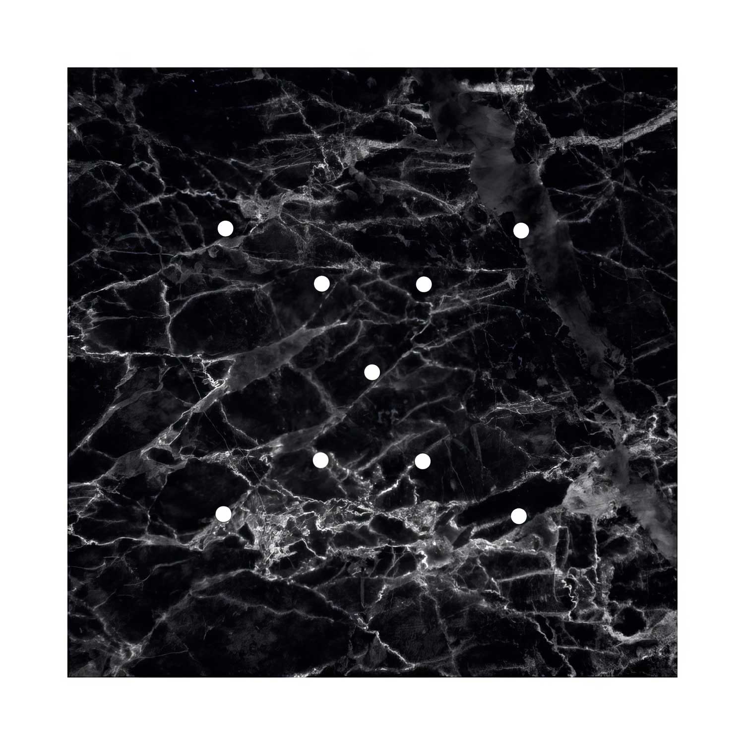 XXL Ceiling rose Rose-One square, 400 mm with 9 X-shaped holes and 4 side holes - Marquina Marble - Image 3