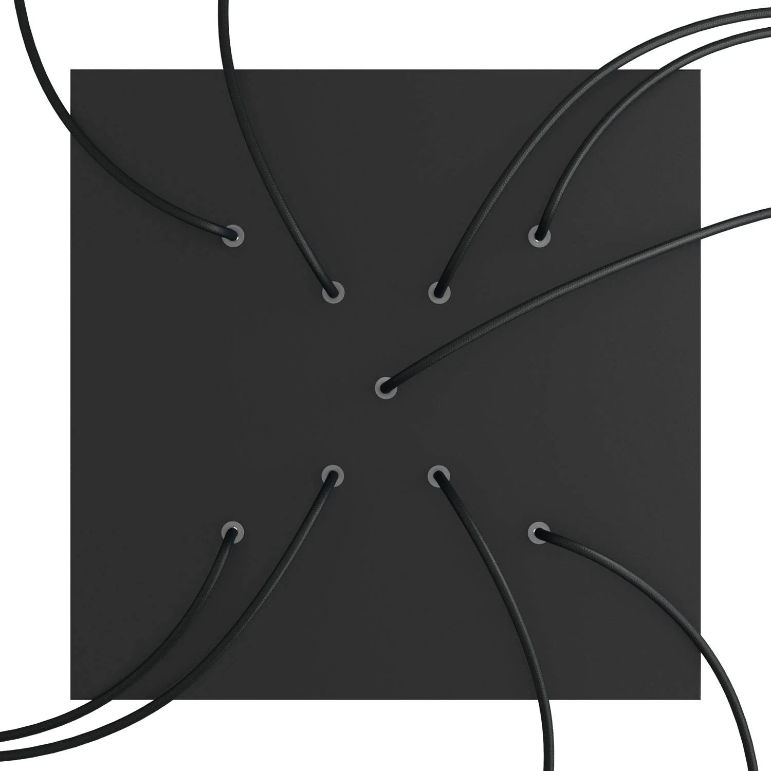 XXL Ceiling rose Rose-One square, 400 mm with 9 X-shaped holes and 4 side holes – Matt black - Image 2