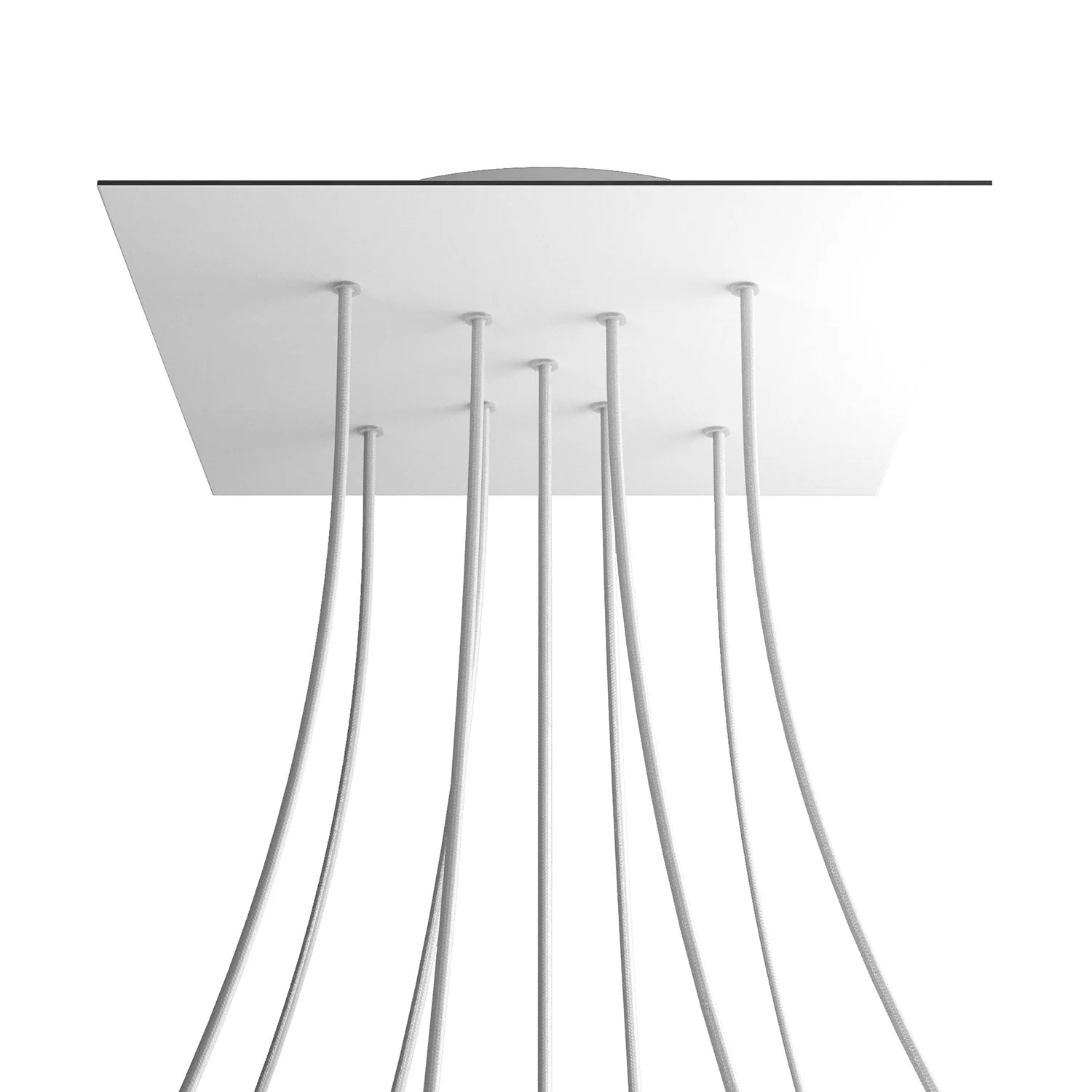 Rose-One XXL square ceiling rose, 400 mm with 9 X-shaped holes and 4 side holes - Matt white
