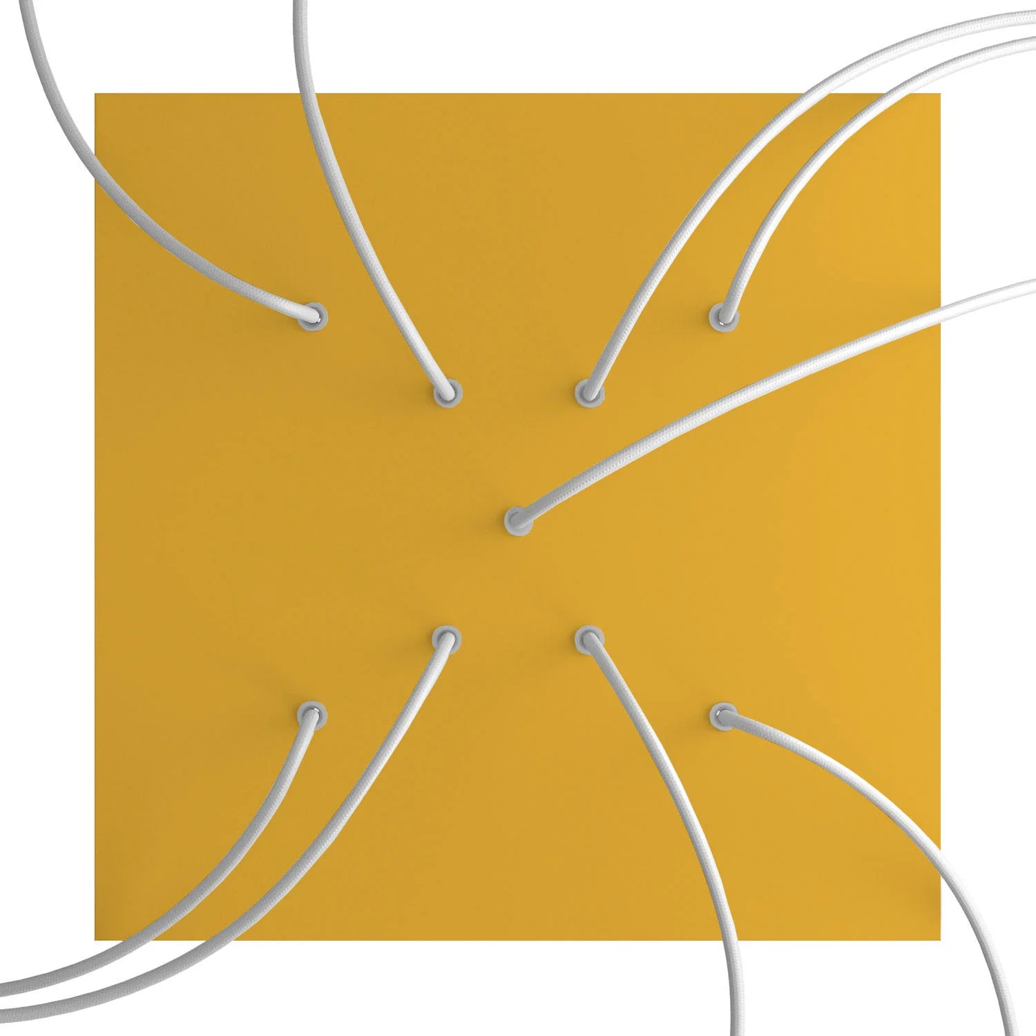 XXL Rose-One square ceiling rose, 400 mm with 9 X-shaped holes and 4 side holes - Mustard - Image 2