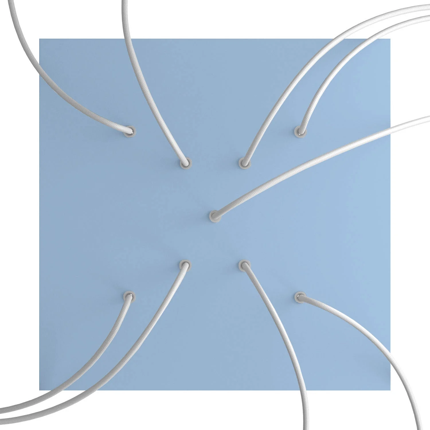 XXL Ceiling rose Rose-One square, 400 mm with 9 X-shaped holes and 4 side holes - Sugar paper blue - Image 2