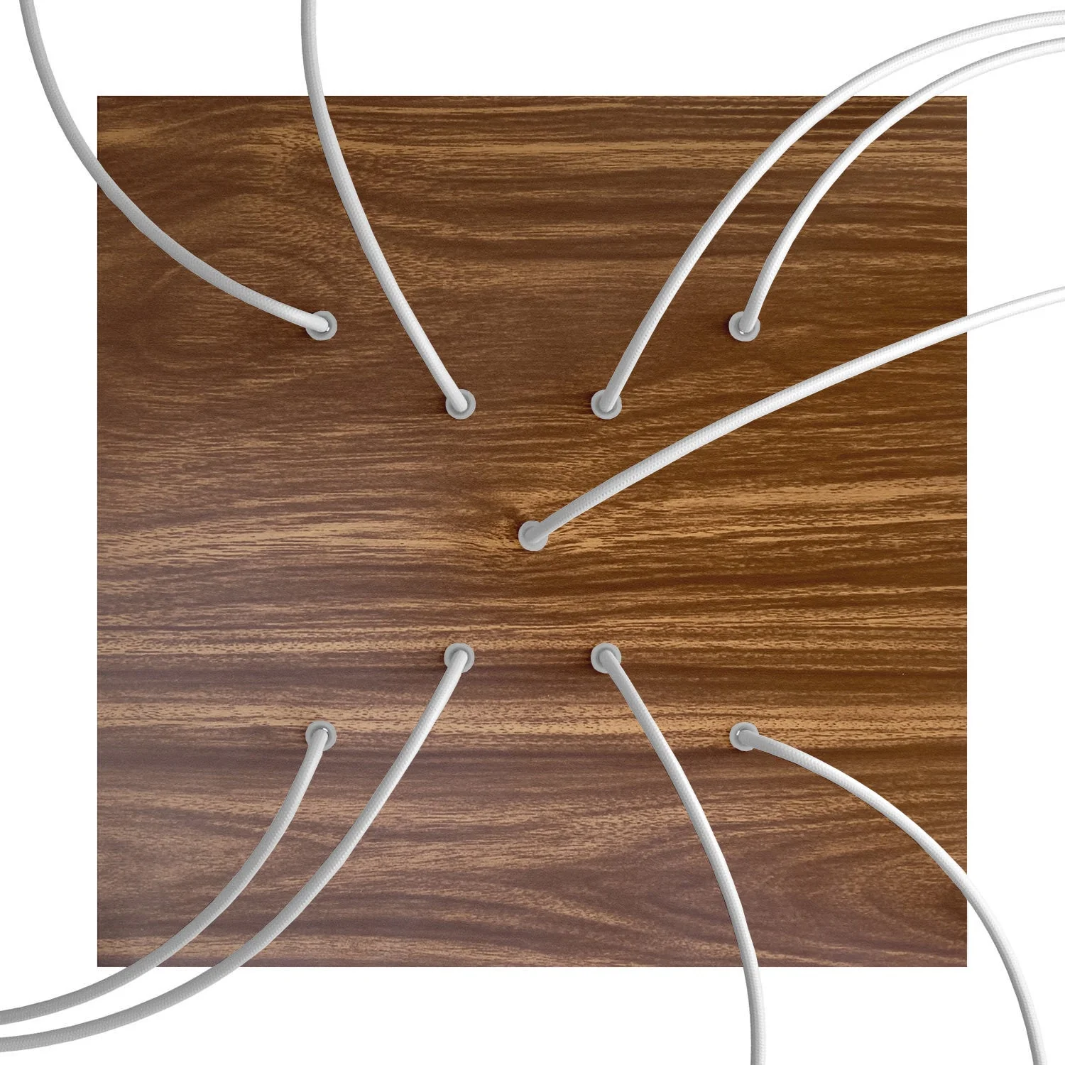 XXL Rose-One square ceiling rose, 400 mm with 9 X-shaped holes and 4 side holes - Wood - Image 2