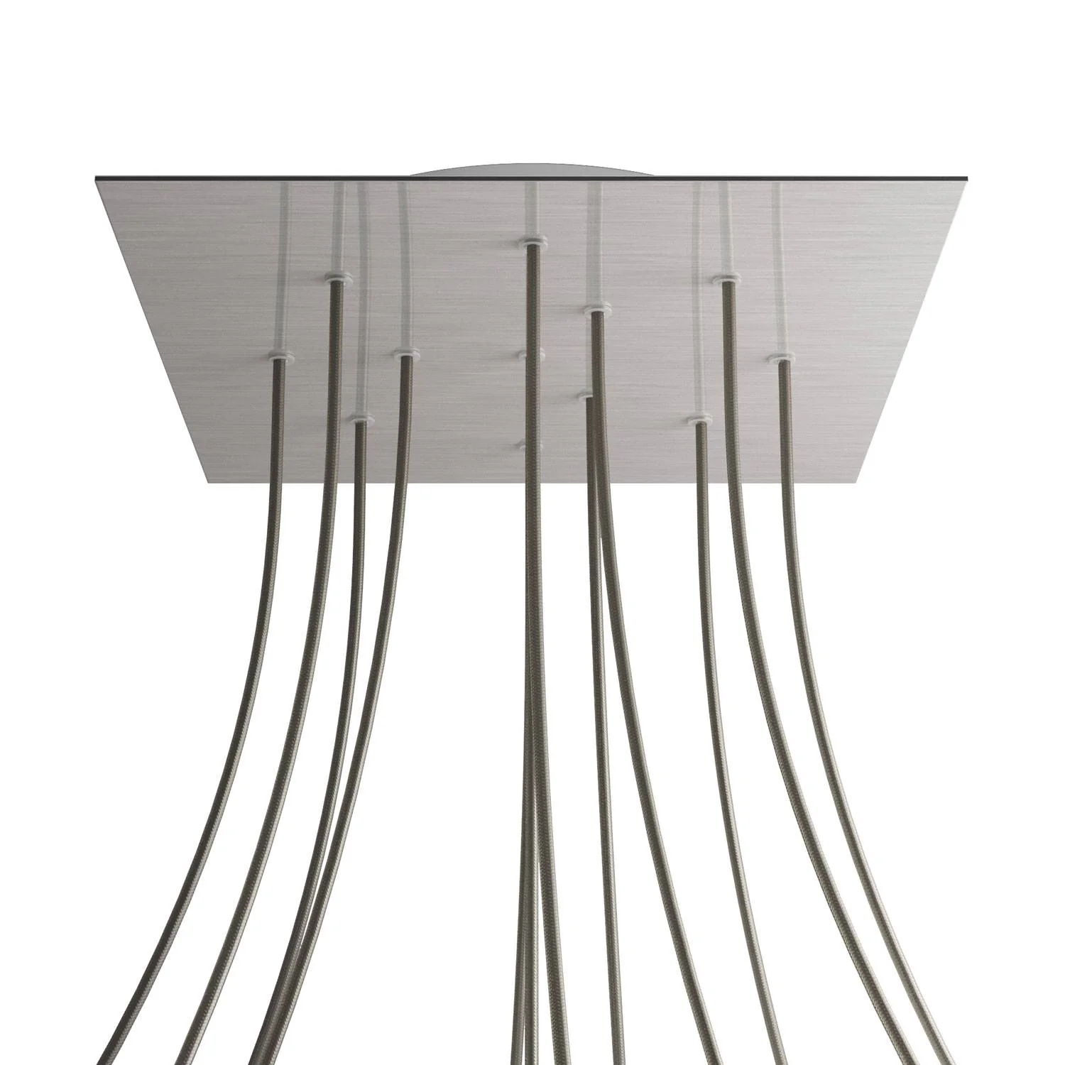 XXL Rose-One square ceiling rose, 400 mm with 12 holes and 4 side holes - Satin steel Dibond