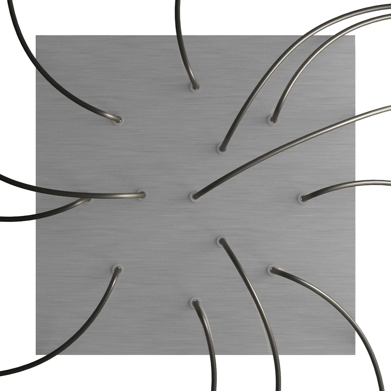 XXL Rose-One square ceiling rose, 400 mm with 12 holes and 4 side holes - Satin steel Dibond - Image 2