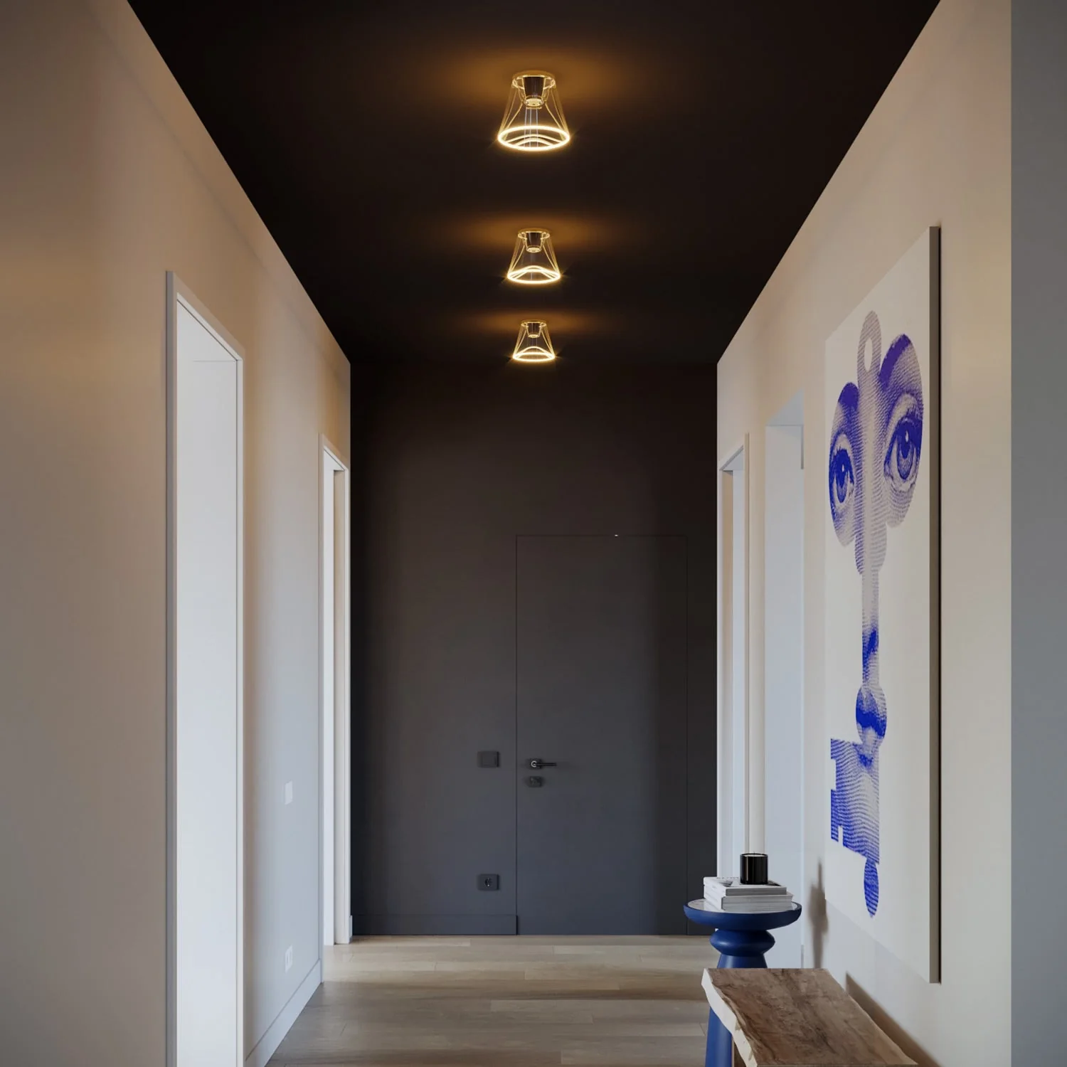 Designer ceiling light with Ghost cone-shaped transparent light bulb - Black - Image 3