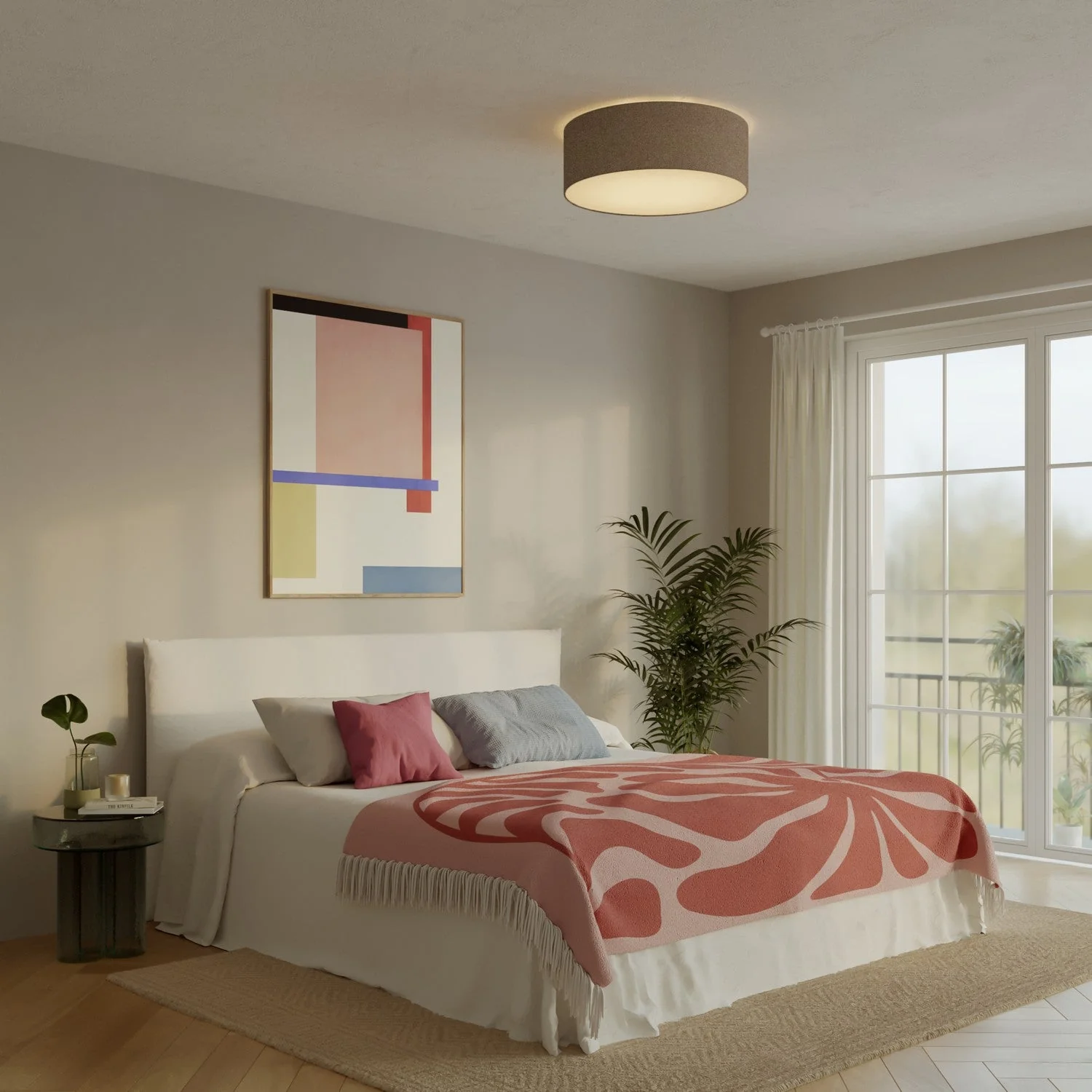 Large fabric ceiling light - Made in Italy - Brown Wool - Image 2