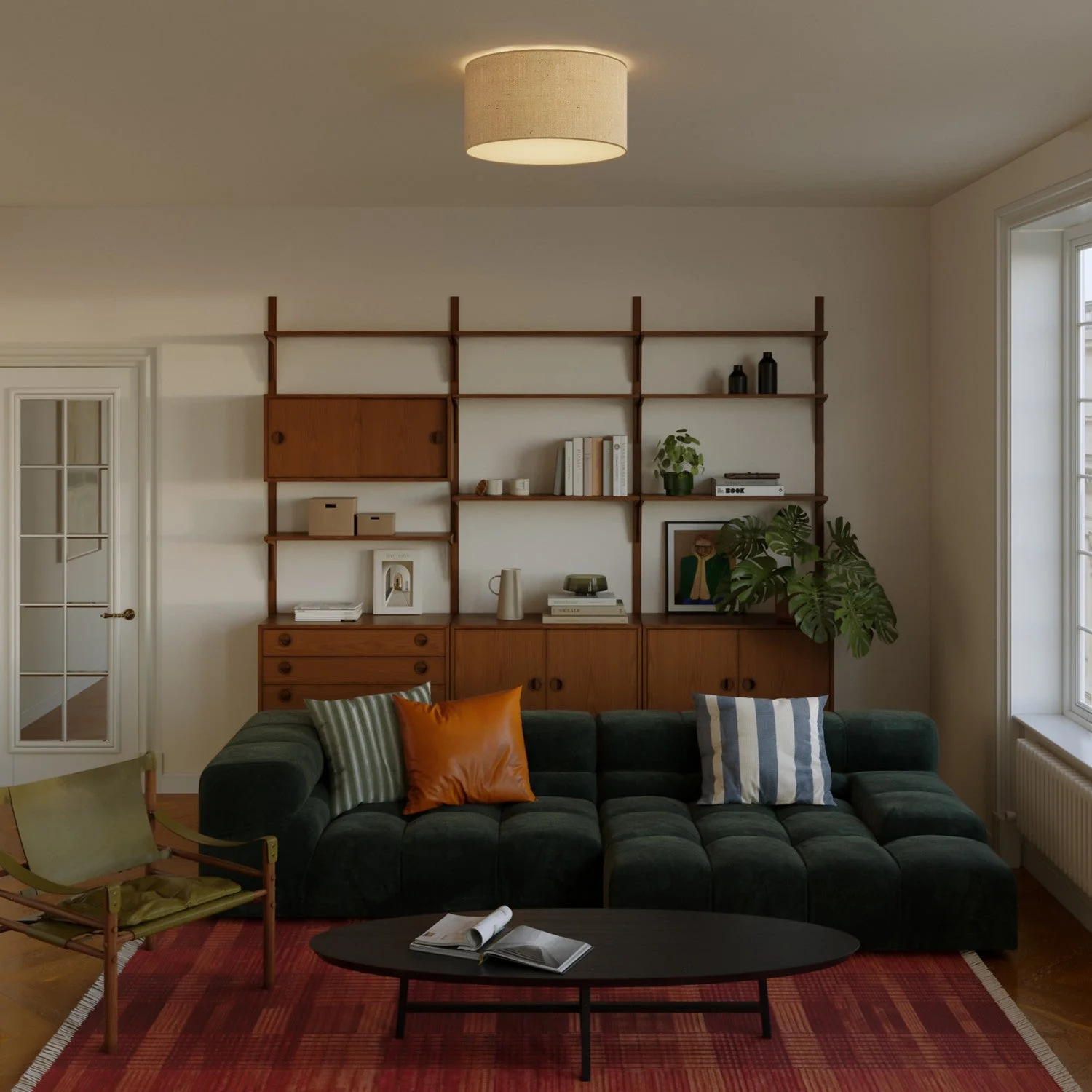 Medium Natural Jute fabric ceiling light - Made in Italy - Image 2