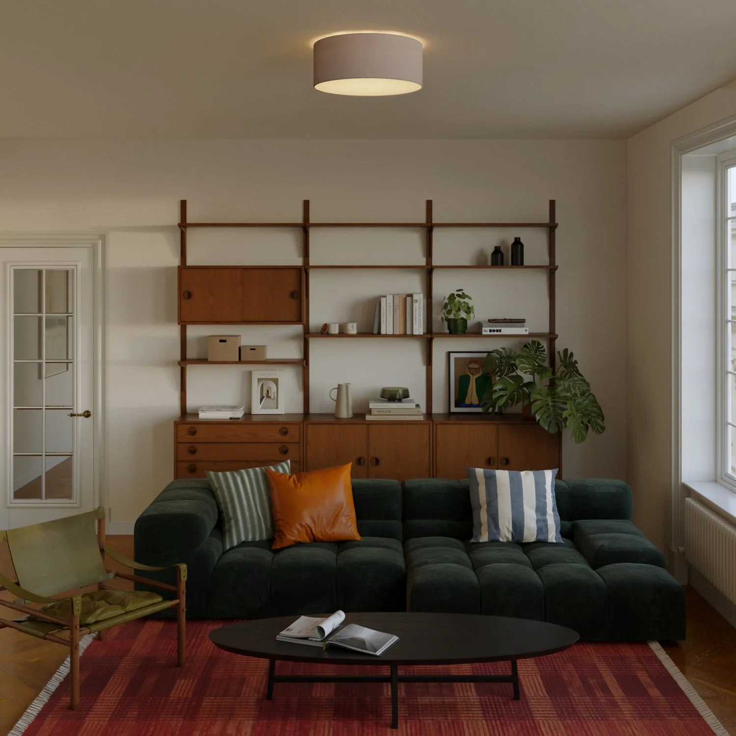 Medium Slim fabric ceiling light - Made in Italy - Arenal Ash - Image 2