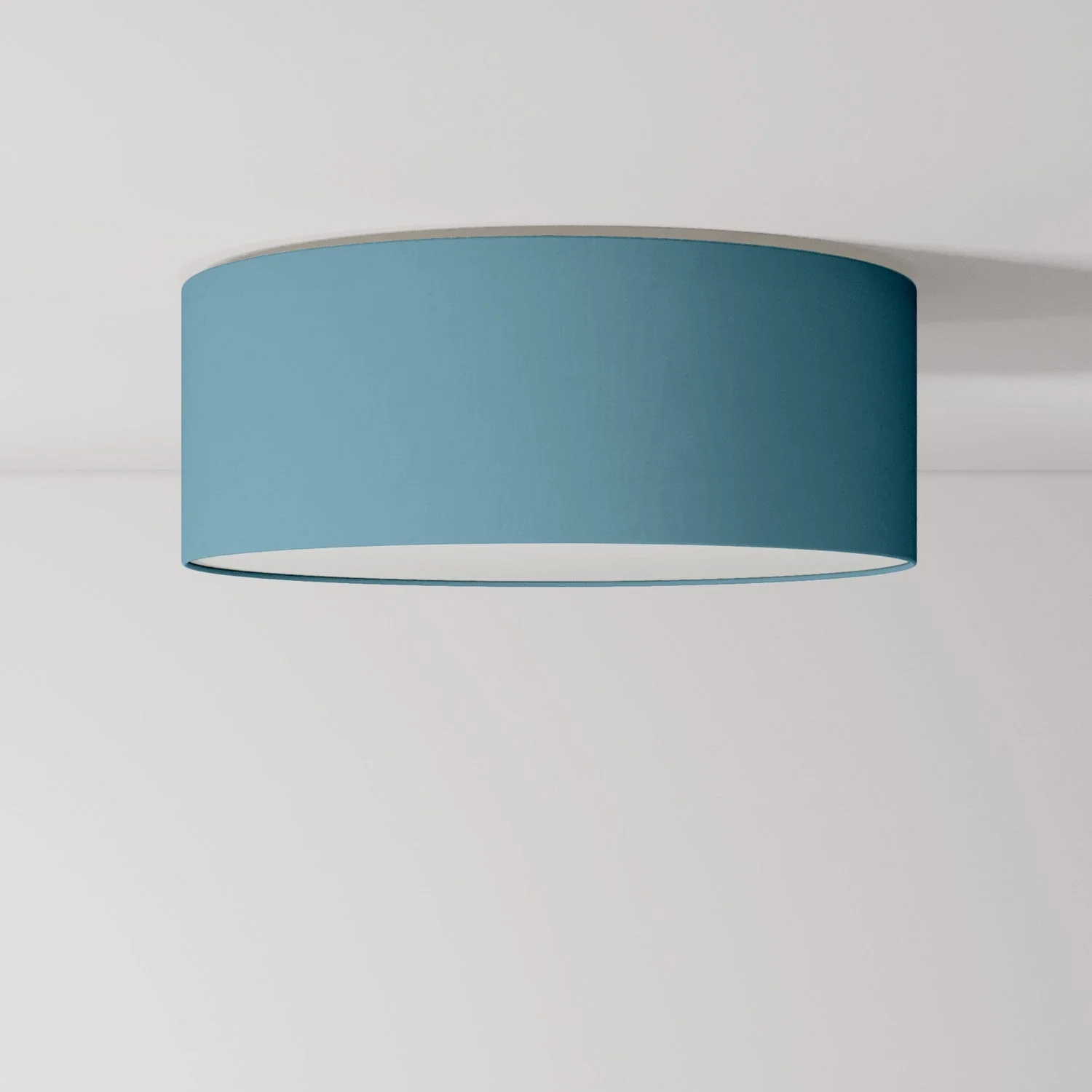 Medium Slim Fabric Ceiling Light - Made in Italy - Deep Sky Blue Cotton