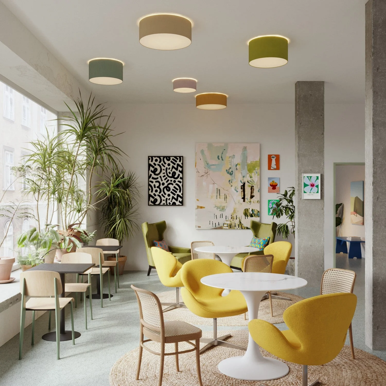 Medium Slim fabric ceiling light - Made in Italy - Light Gray Wool - Image 3