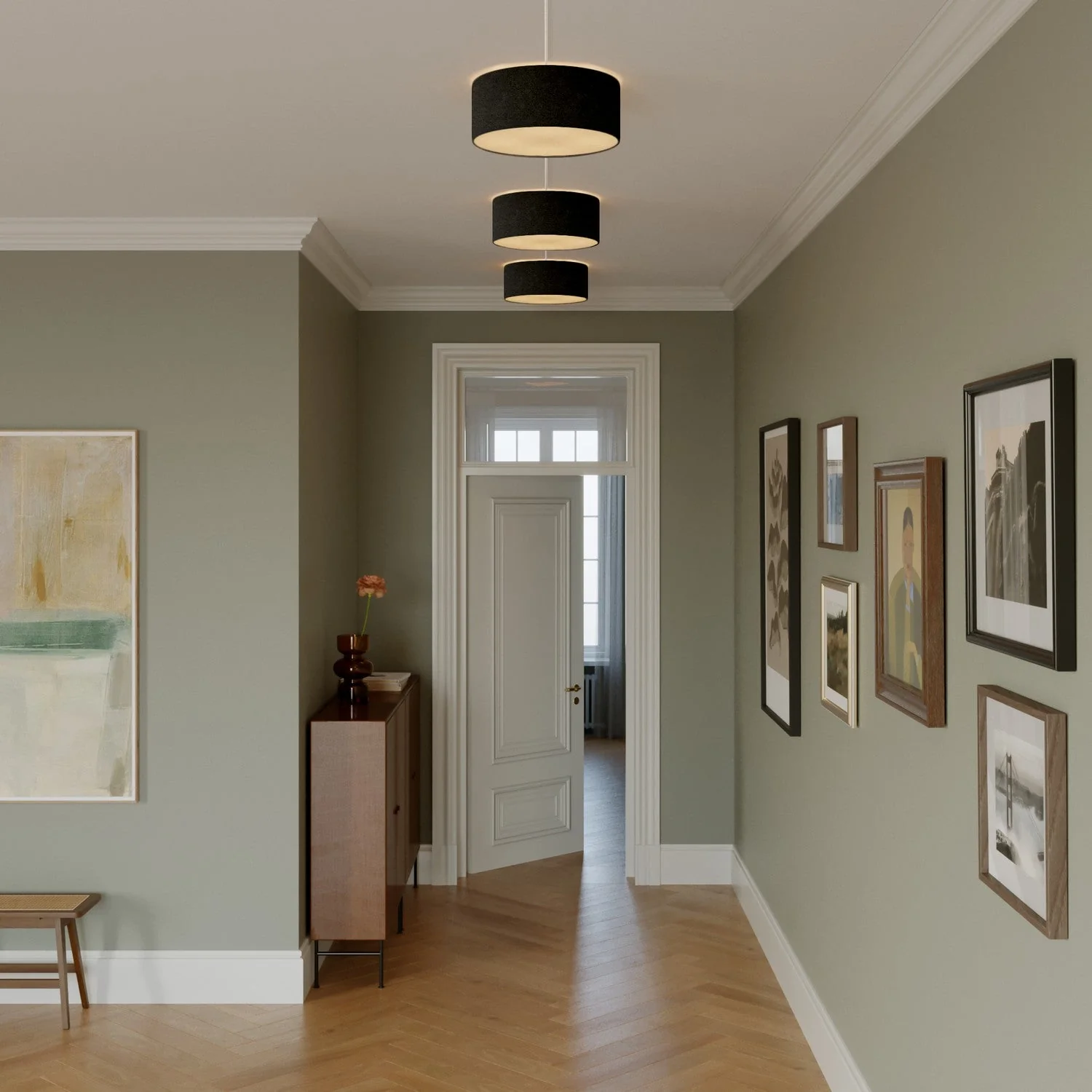 Small fabric ceiling light - Made in Italy - Dark Gray Wool - Image 2