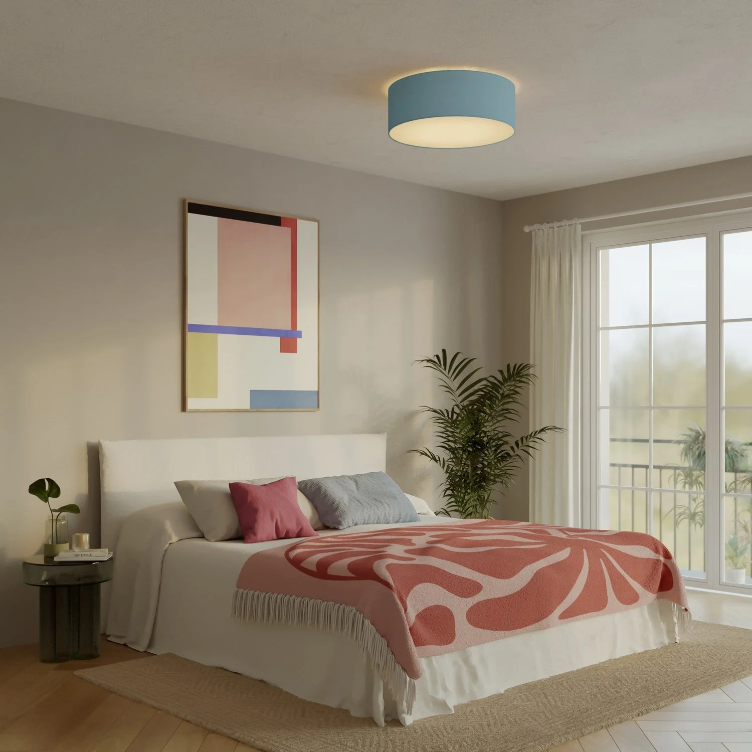Large Teletta severe blue fabric ceiling light - Made in Italy - Image 2