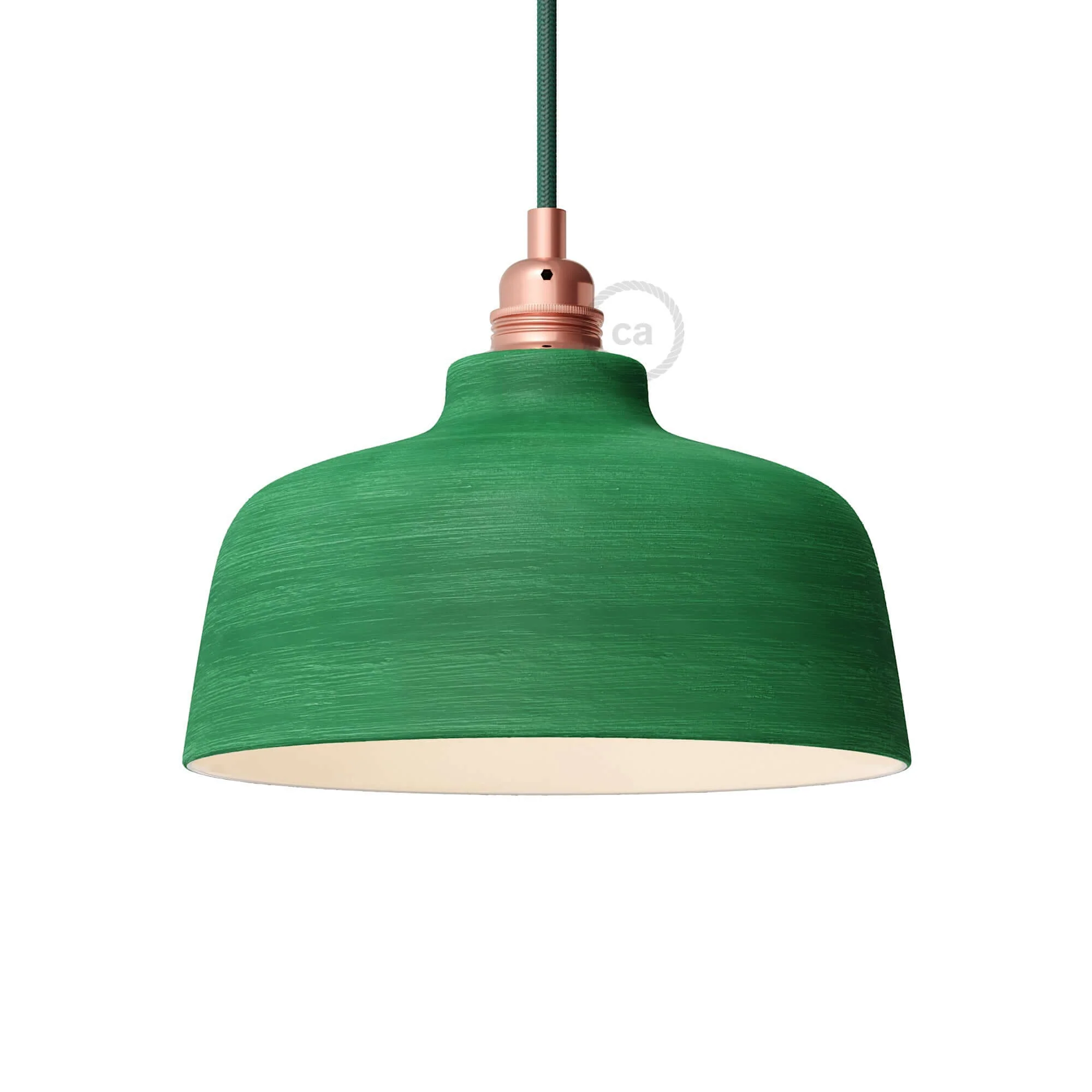 Cup-shaped ceramic lampshade, Materia collection – Made in Italy – Striated evergreen