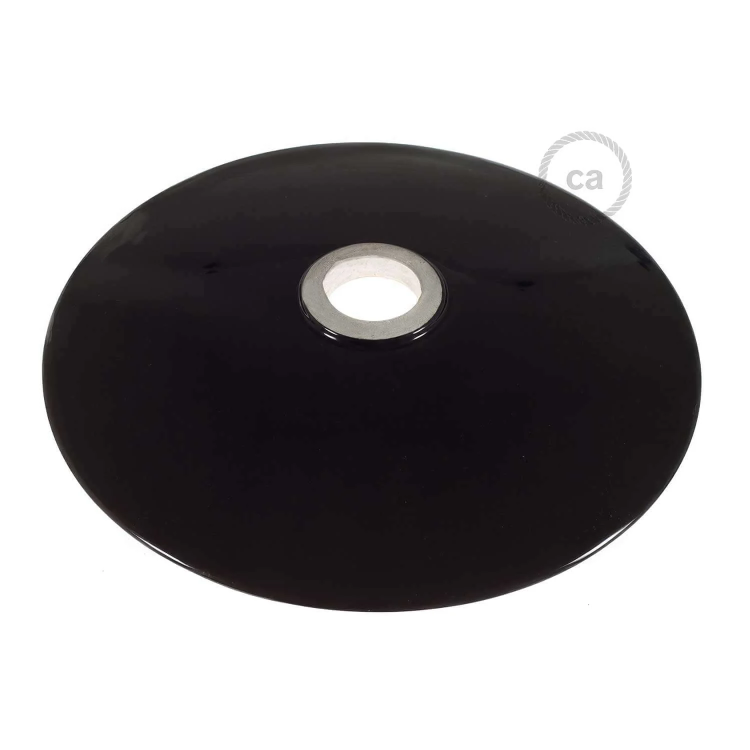 Flat ceramic lampshade for pendant - Made in Italy - Black - Copper - Image 3