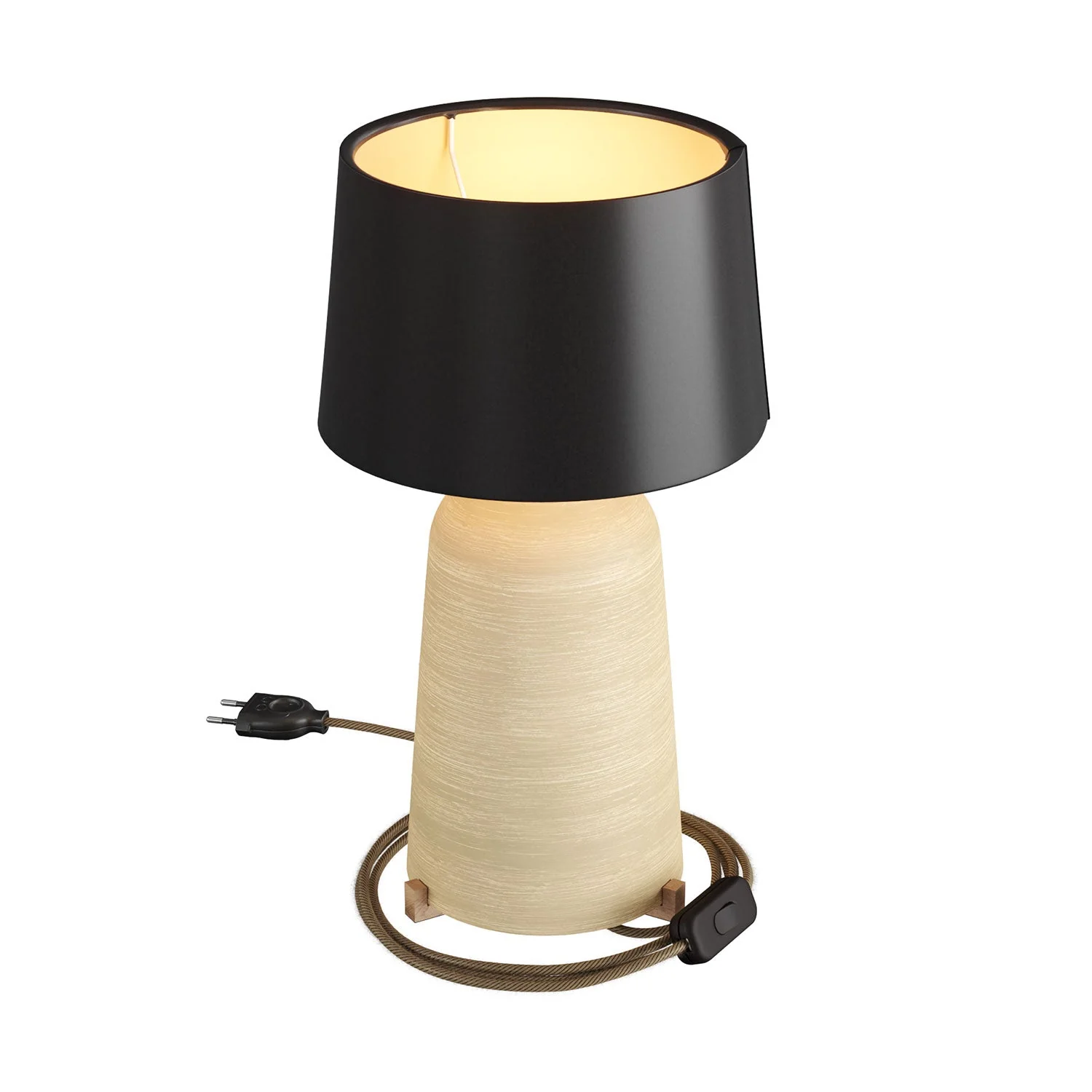 Bottiglia ceramic table lamp with Athena lampshade - Black